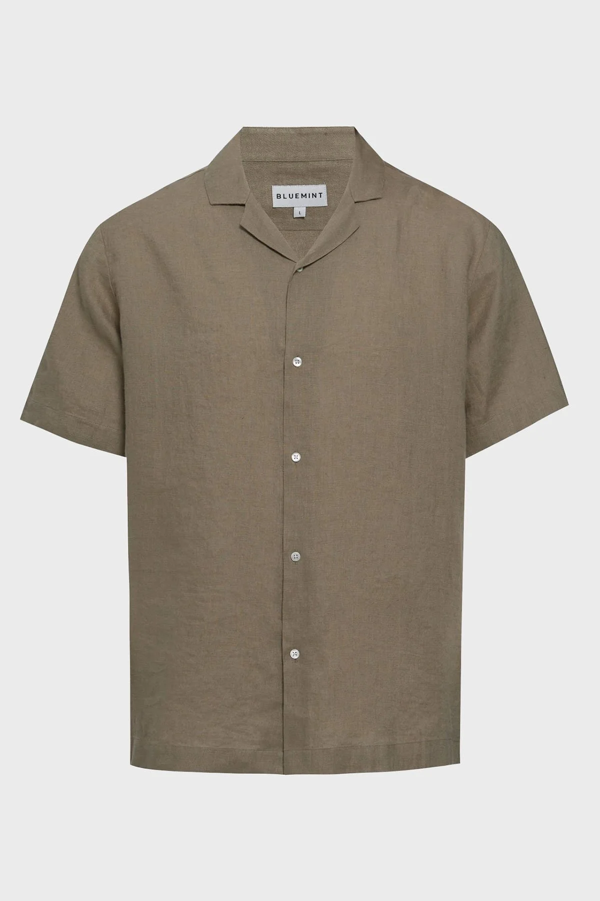 Bluemint % 100 Keten Comfort Fit Kısa Kollu Apaş Yaka Erkek Gömlek BM25002107MS 836 AÇIK HAKİ - 4