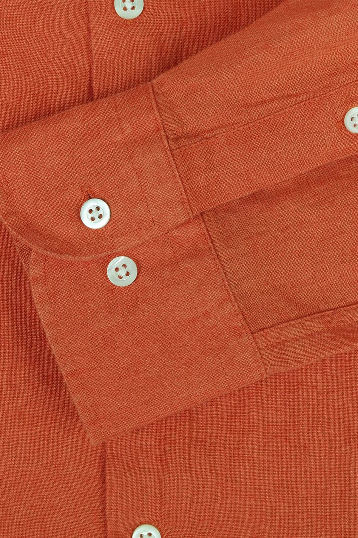 Bluemint % 100 Keten Comfort Fit Klasik Yaka Uzun Kollu Erkek Gömlek LUCASTRIPEY 221 KİREMİT - 4