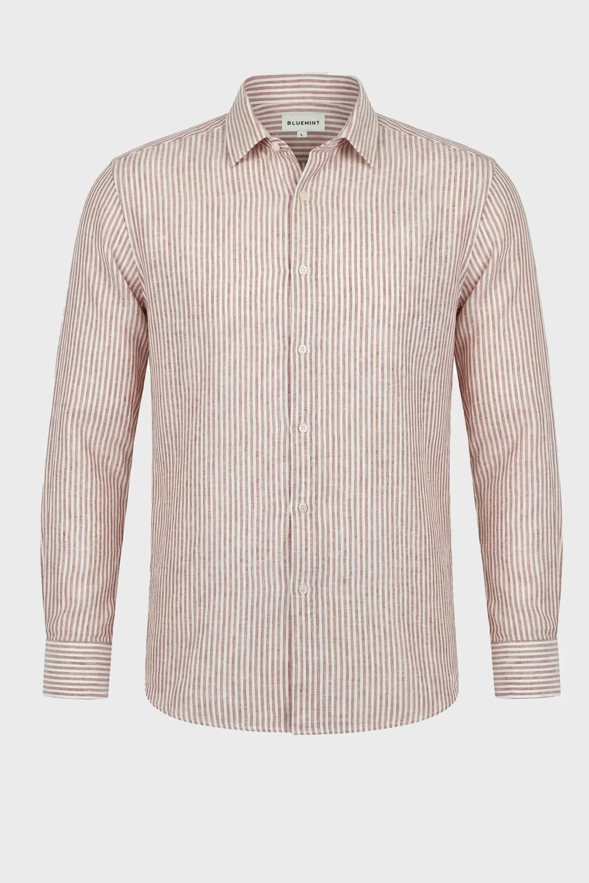 Bluemint % 100 Keten Comfort Fit Klasik Yaka Uzun Kollu Erkek Gömlek LUCASTRIPEY 221 Kiremit - 2