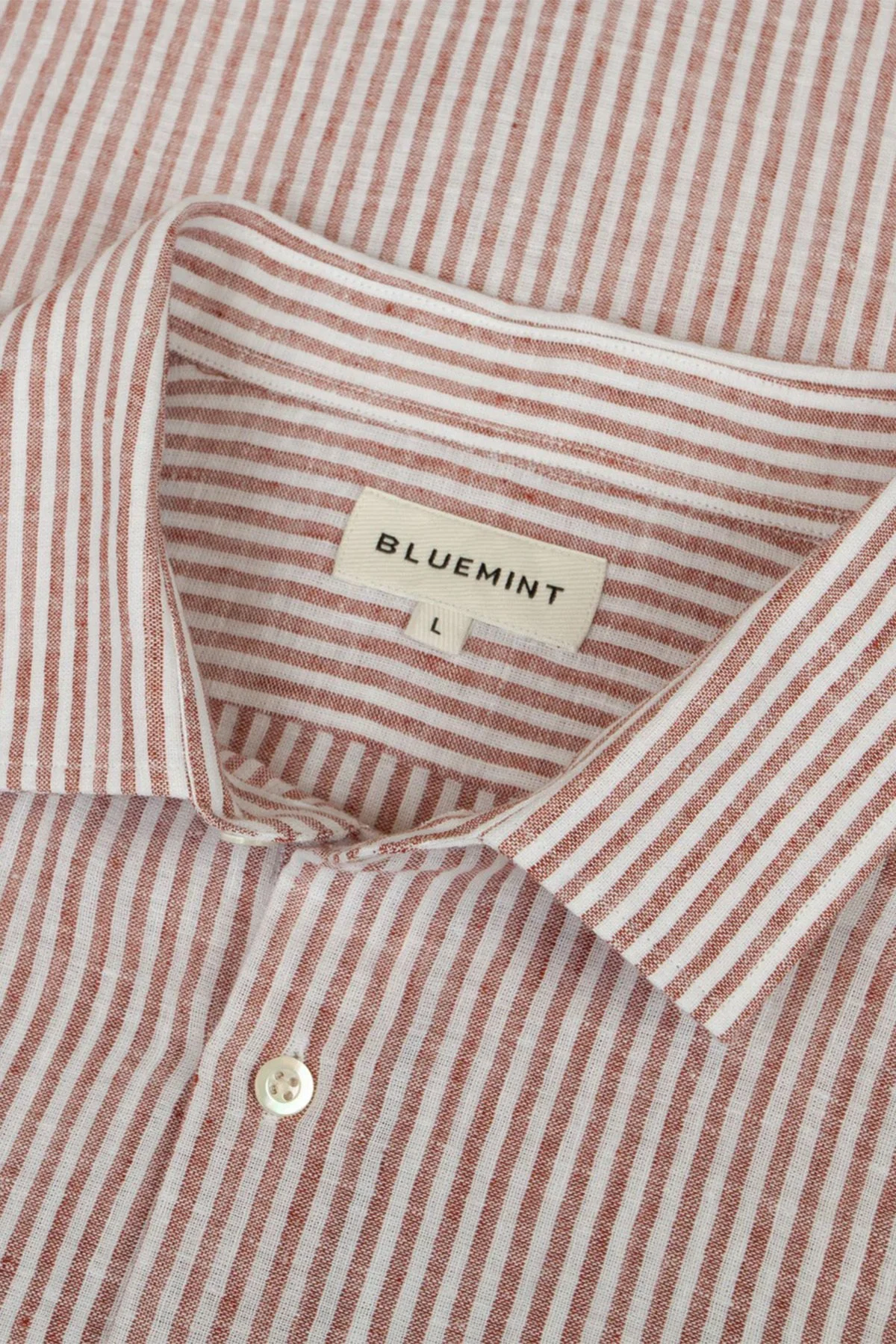 Bluemint % 100 Keten Comfort Fit Klasik Yaka Uzun Kollu Erkek Gömlek LUCASTRIPEY 221 Kiremit - 3