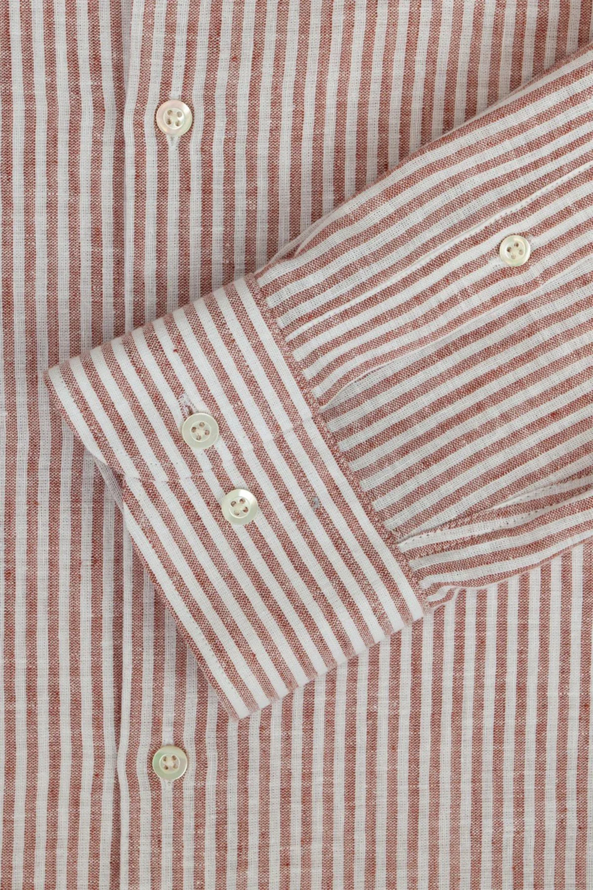 Bluemint % 100 Keten Comfort Fit Klasik Yaka Uzun Kollu Erkek Gömlek LUCASTRIPEY 221 Kiremit - 4