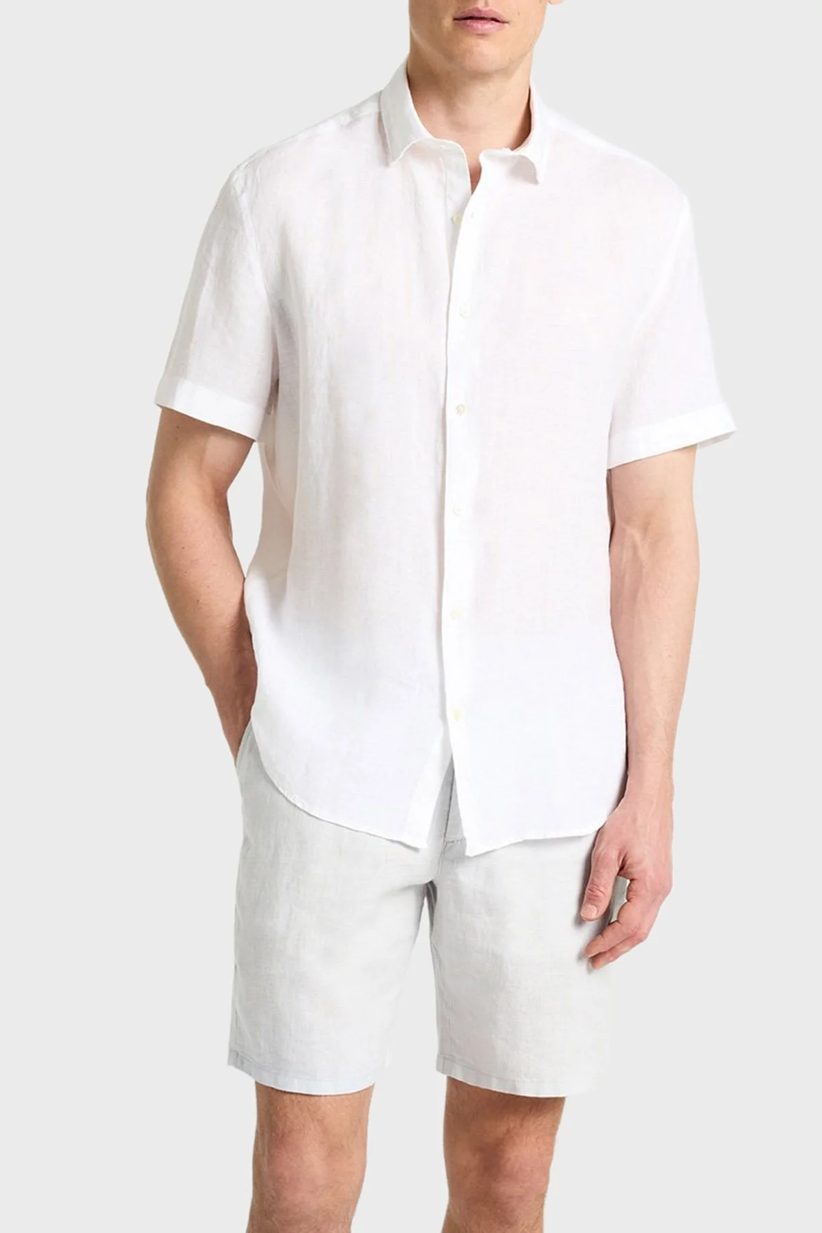 Bluemint % 100 Keten Relaxed Fit Normal Bel Bermuda Erkek Short BM25004384MS 1162 GRİ - 2