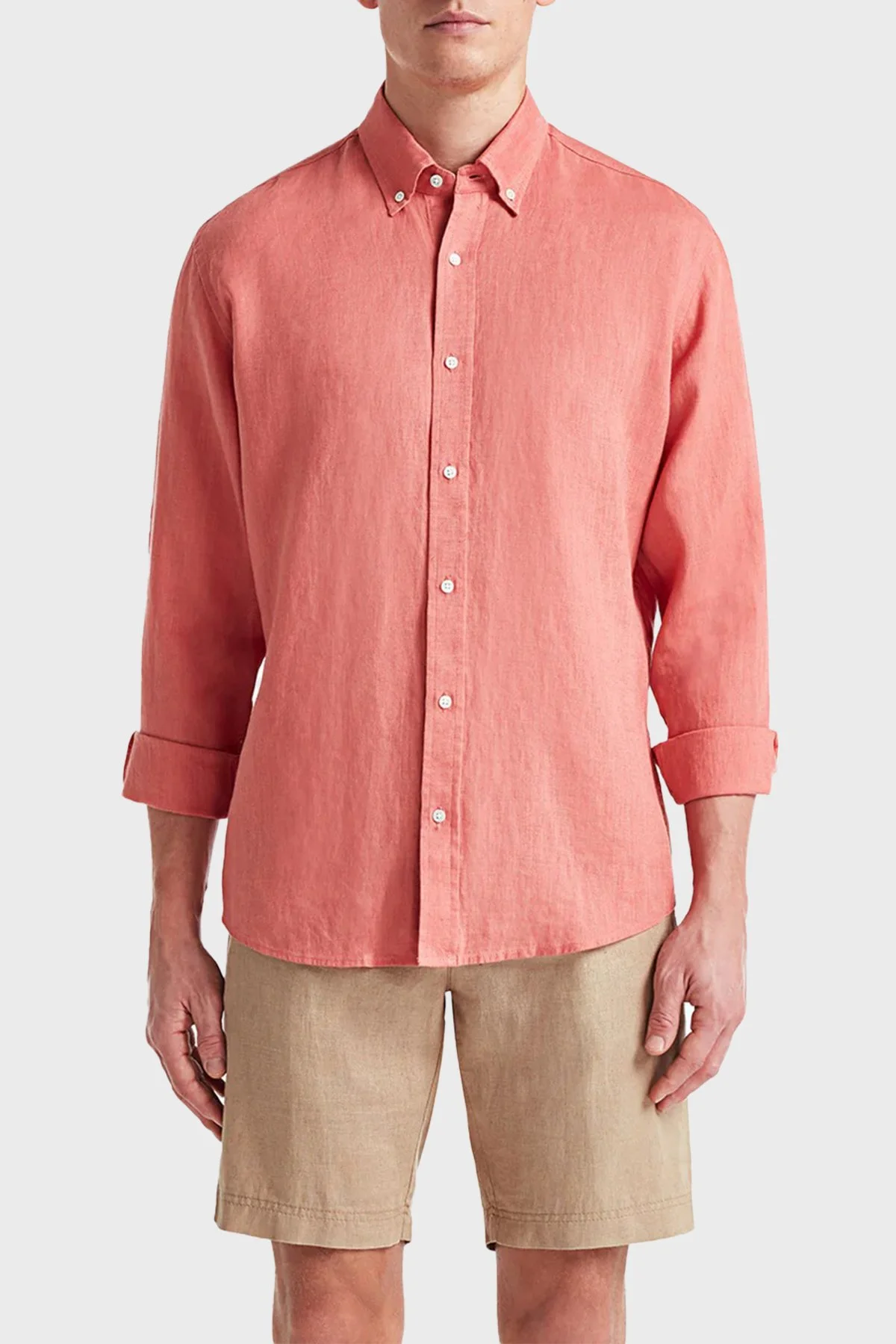 Bluemint % 100 Keten Relaxed Fit Normal Bel Erkek Şort EDMUND 214 Bej - 1