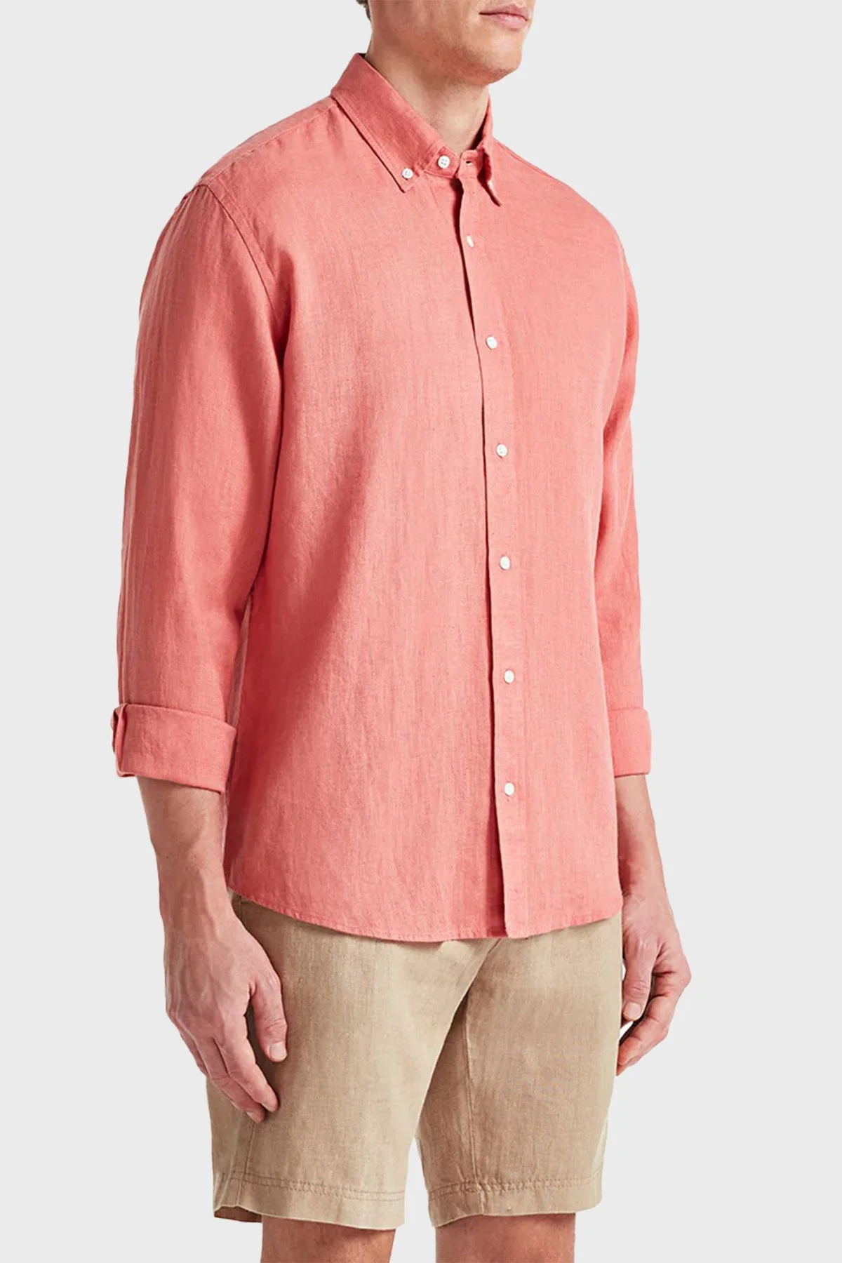 Bluemint % 100 Keten Relaxed Fit Normal Bel Erkek Şort EDMUND 214 Bej - 2