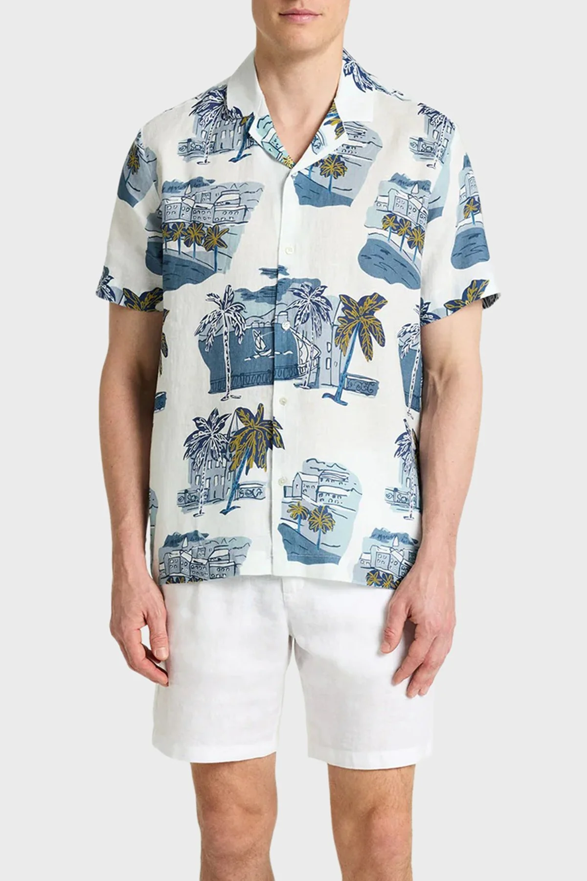 Bluemint % 100 Keten Tapered Fit Normal Bel Erkek Şort EDMUNDJOGG 112 BEYAZ - 1