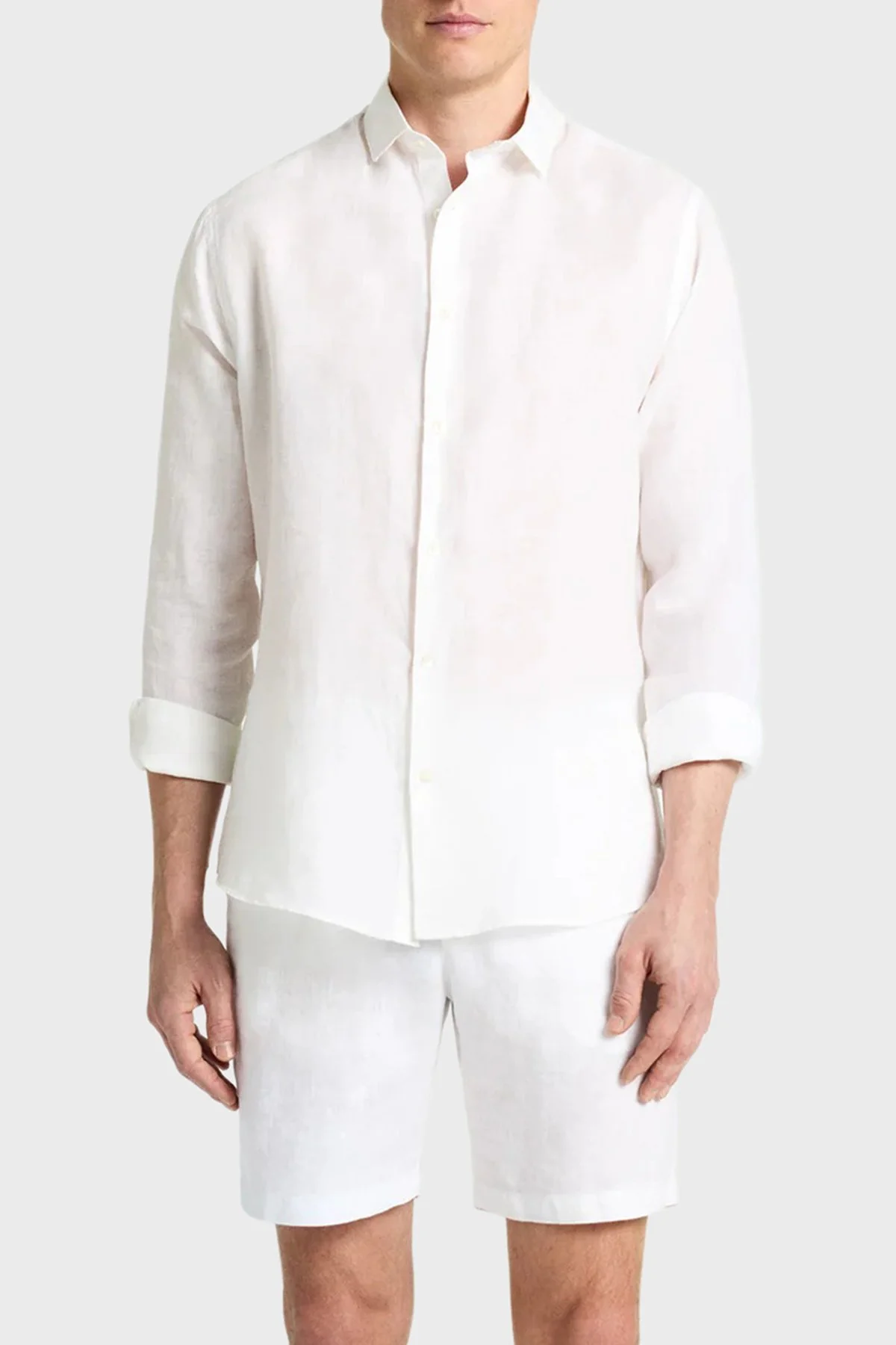 Bluemint % 100 Keten Tapered Fit Normal Bel Erkek Şort EDMUNDJOGG 112 BEYAZ - 2