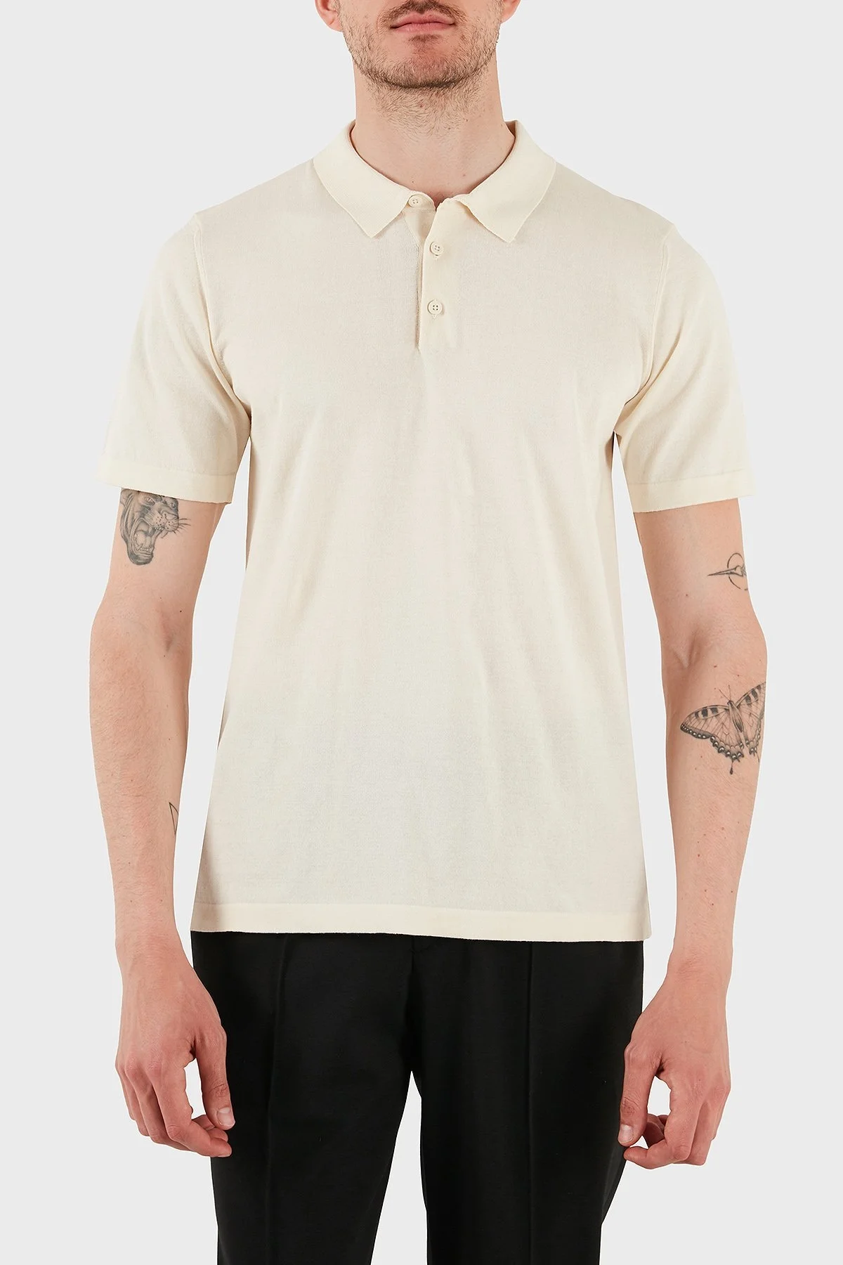 Bluemint % 100 Pamuk Relaxed Fit Düğmeli Erkek Polo Yaka T Shirt BM25020372MS 722 EKRU - 1