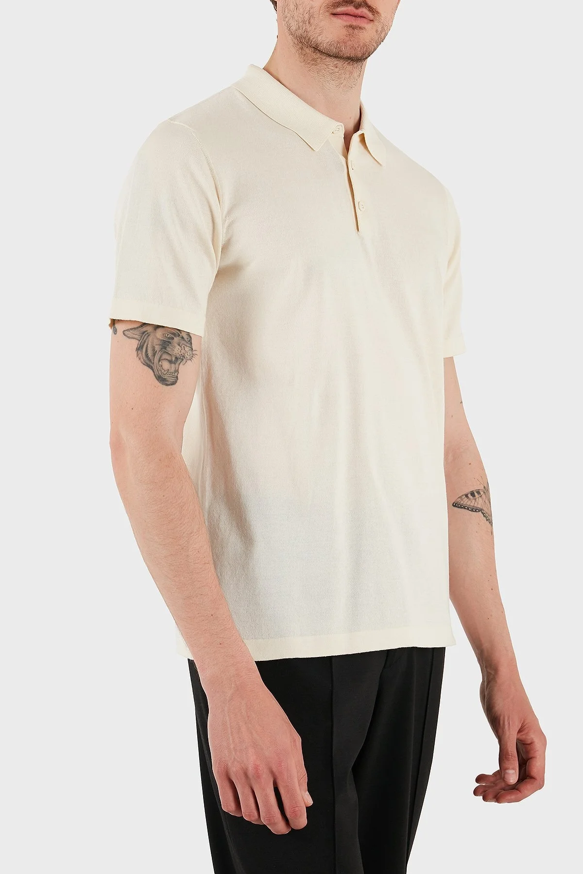 Bluemint % 100 Pamuk Relaxed Fit Düğmeli Erkek Polo Yaka T Shirt BM25020372MS 722 EKRU - 4