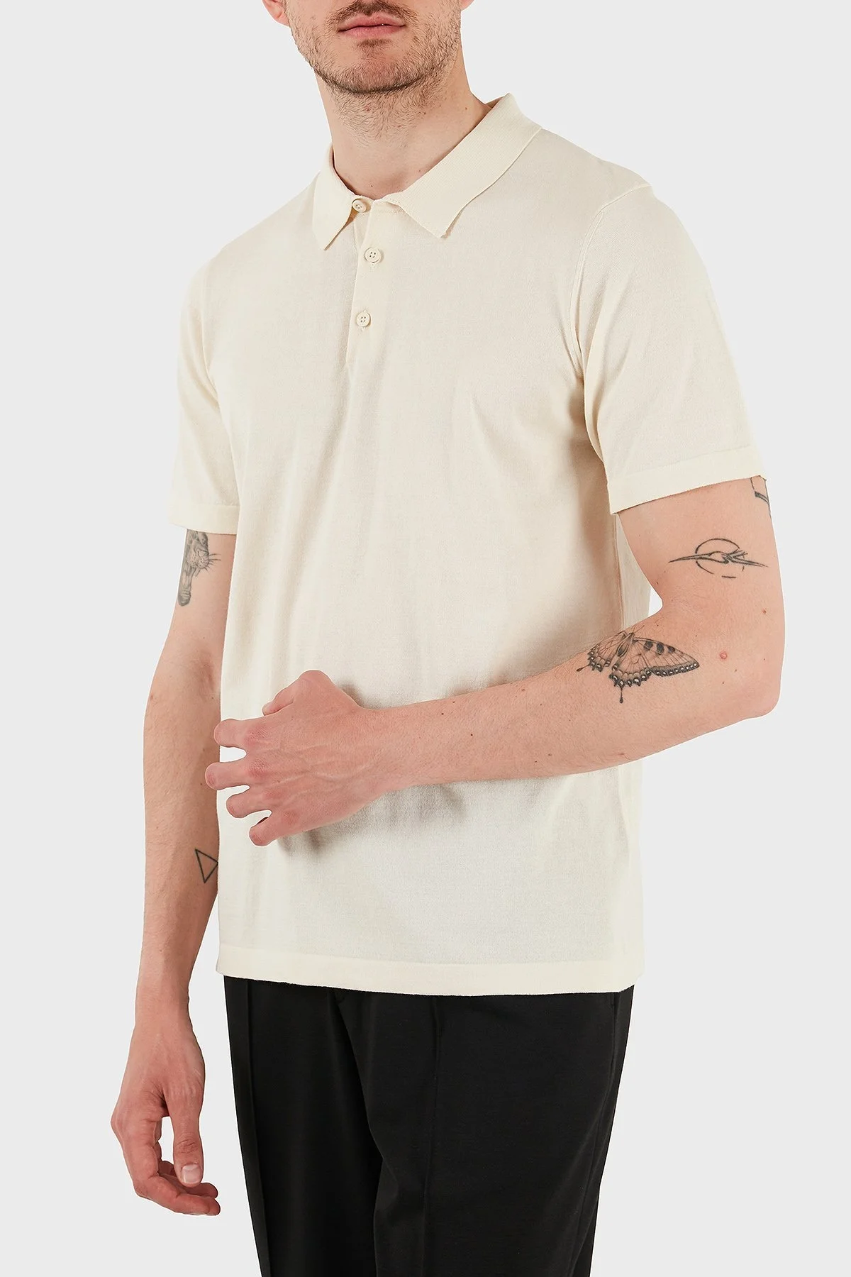 Bluemint % 100 Pamuk Relaxed Fit Düğmeli Erkek Polo Yaka T Shirt BM25020372MS 722 EKRU - 5