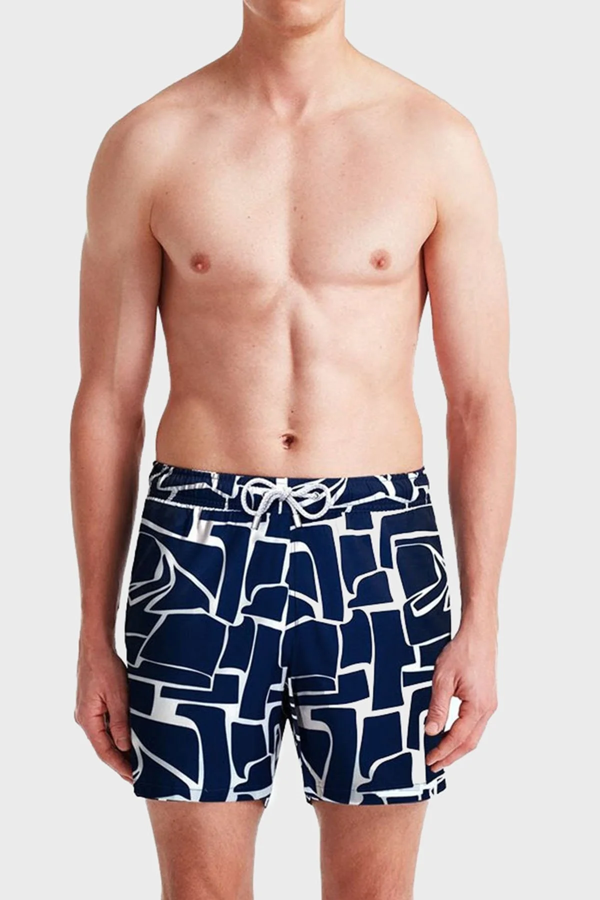 Bluemint Arthus Stretch Regular Fit Deniz Şortu Hızlı Kuruyan Erkek Mayo Short BM23003131MS 925 LACİVERT-BEYAZ - 1