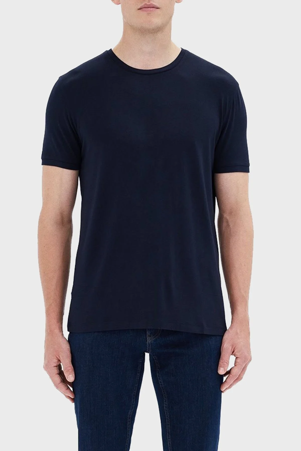 Bluemint Atıl Streç Pamuklu Fitted Basic Erkek T Shirt BM23001056MS 167 LACİVERT - 1