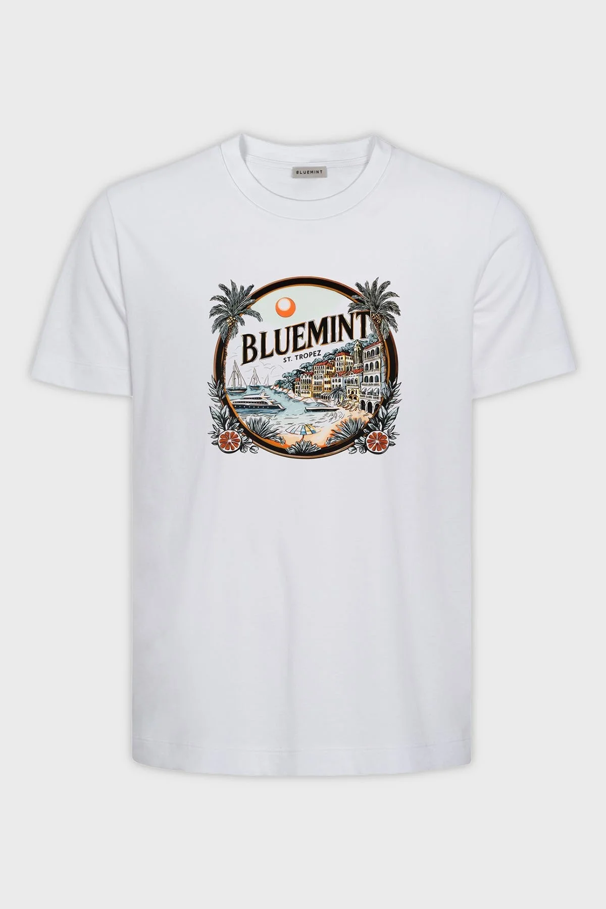 Bluemint Baskılı % 100 Pamuk Relaxed Fit Bisiklet Yaka Erkek T Shirt BM25001568MS 1203 BEYAZ - 5