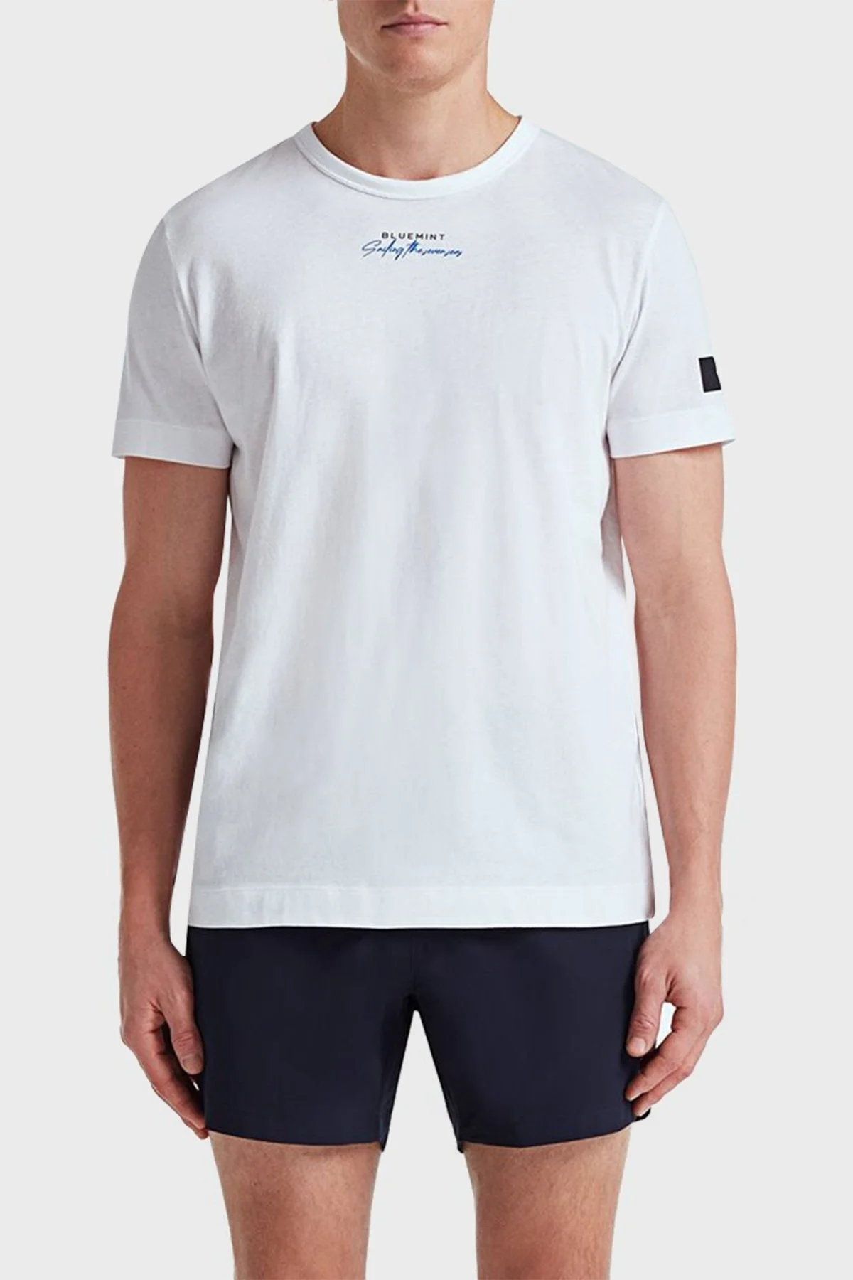 Bluemint Baskılı Bisiklet Yaka Pamuklu Custom Fit Ricci Erkek T Shirt BM23001199MS 952 BEYAZ - 1