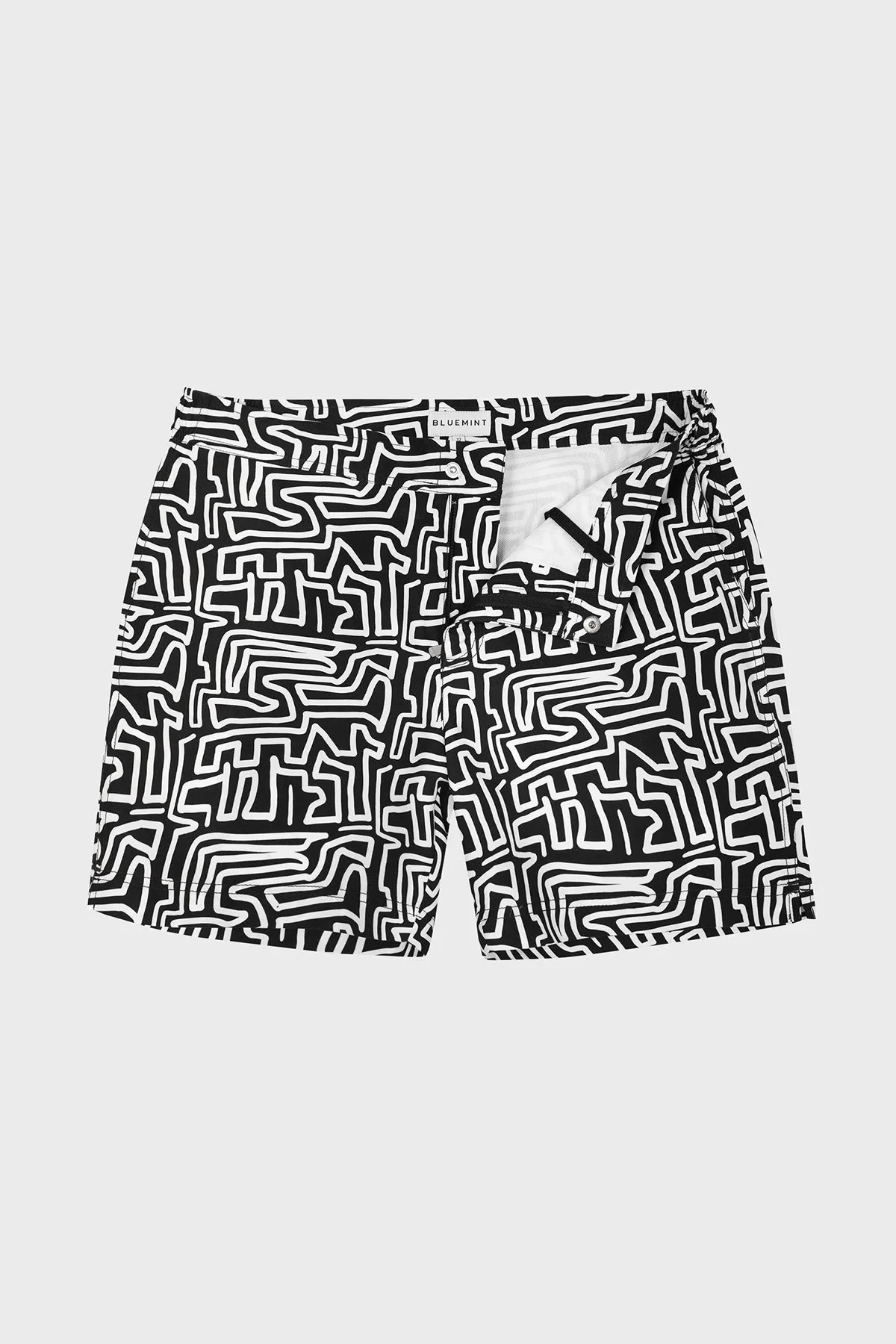 Bluemint Bond Tailored Fit Deniz Şortu Hızlı Kuruyan Erkek Mayo Short BM22003012MS 787 SİYAH-BEYAZ - 3