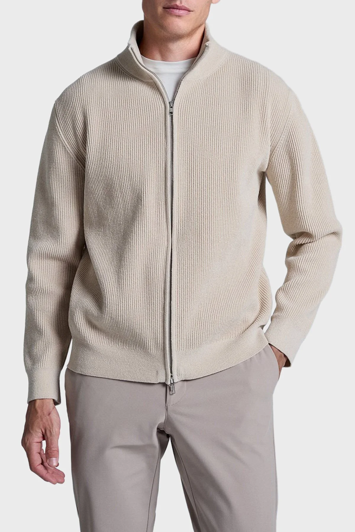 Bluemint Brian Comfort Fit Dik Yaka Fermuarlı Fitilli Erkek Hırka BM25020676MW 1239 KREM - 2