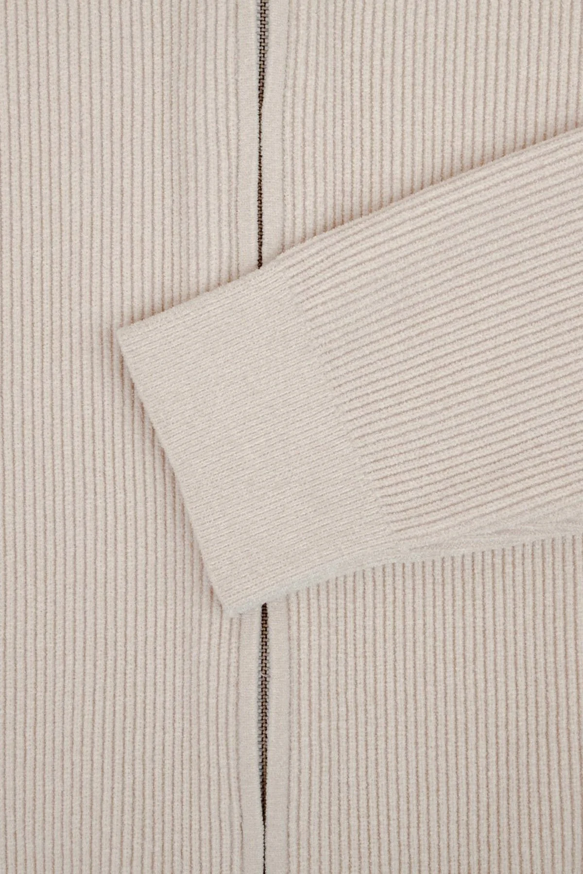 Bluemint Brian Comfort Fit Dik Yaka Fermuarlı Fitilli Erkek Hırka BM25020676MW 1239 KREM - 5