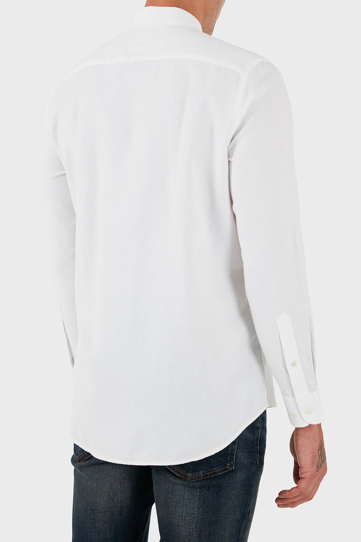 Bluemint Carlos % 100 Pamuk Regular Fit Düğmeli Yaka Erkek Gömlek BM25002677MW 112 BEYAZ - 2