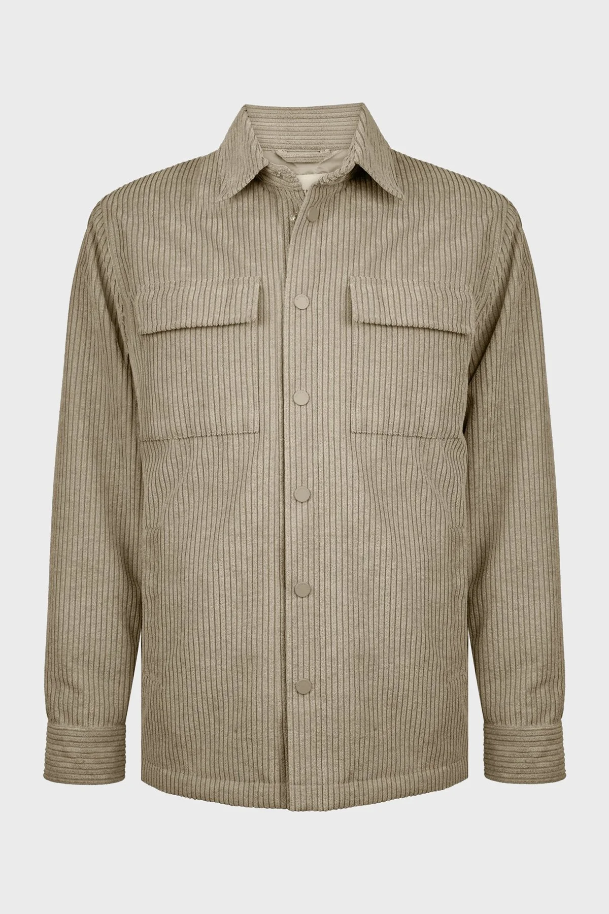 Bluemint Chester Relaxed Fit Klasik Yaka Çıtçıt Düğmeli Kadife Erkek Gömlek BM25030223MW 316 BEJ - 3