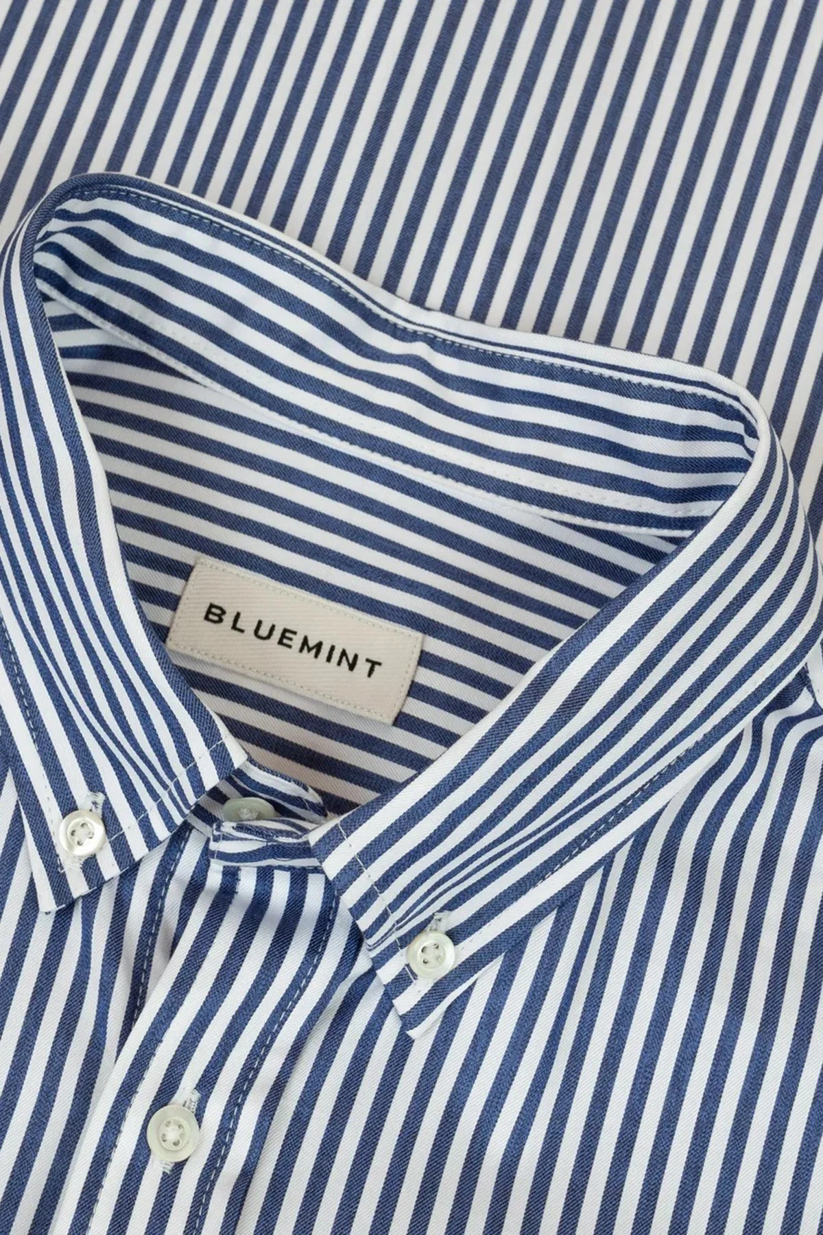Bluemint Çizgili % 100 Pamuk Regular Fit Düğmeli Yaka Erkek Gömlek MILES 274 Lacivert - 2