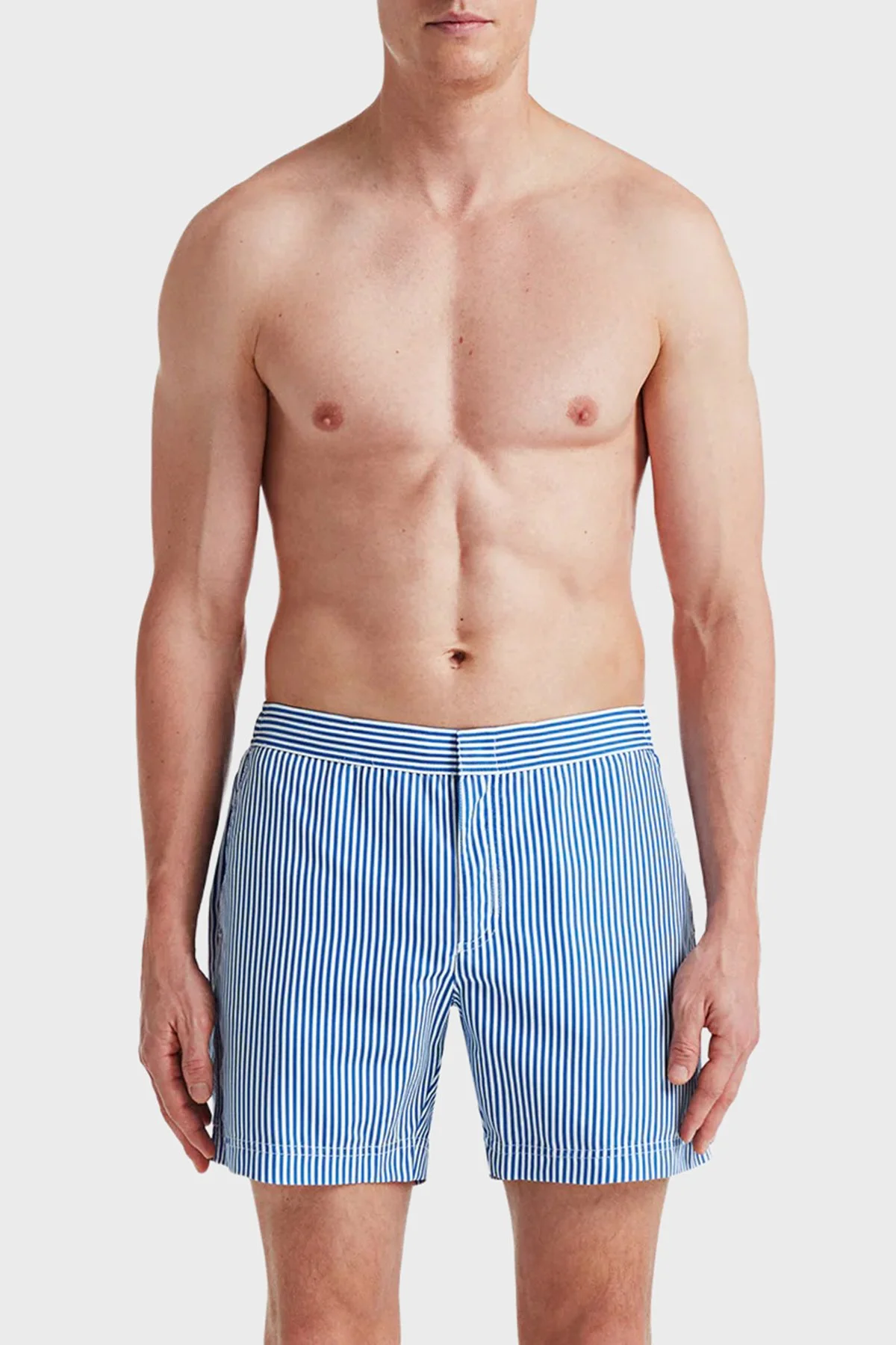 Bluemint Çizgili Hızlı Kuruyan Erkek Deniz Şortu BOND 270 LACİVERT-BEYAZ - 1