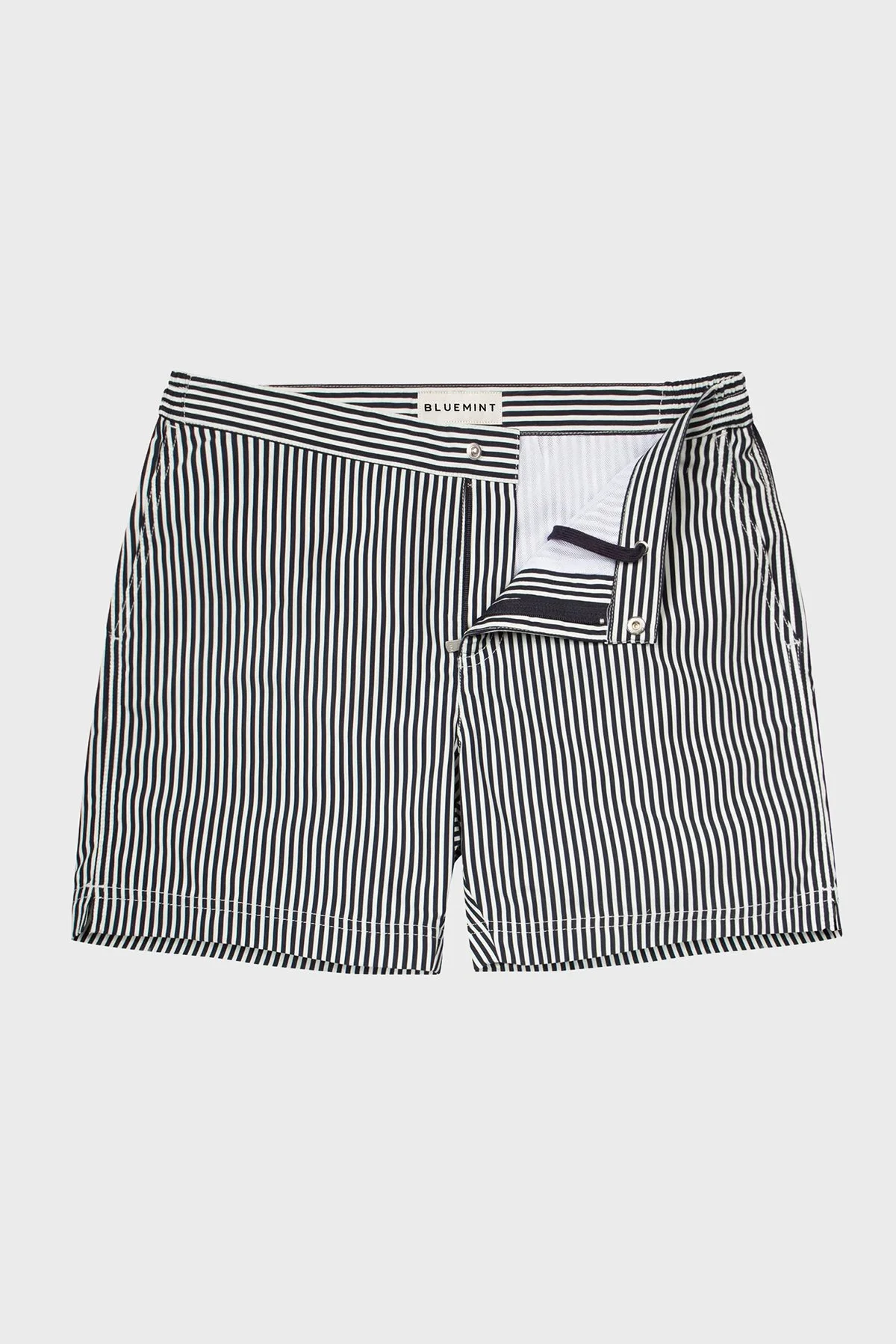 Bluemint Çizgili Hızlı Kuruyan Erkek Deniz Şortu BOND 388 SİYAH-BEYAZ - 2