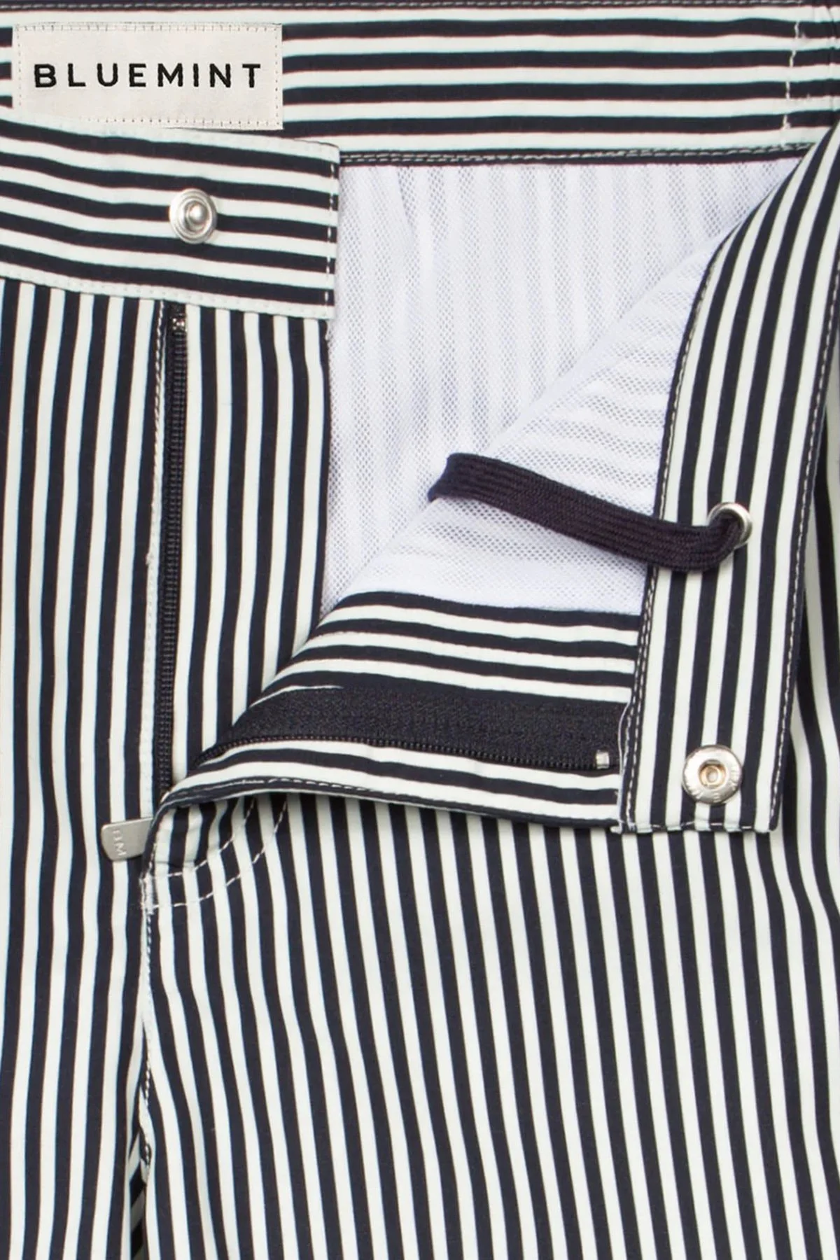 Bluemint Çizgili Hızlı Kuruyan Erkek Deniz Şortu BOND 388 SİYAH-BEYAZ - 3