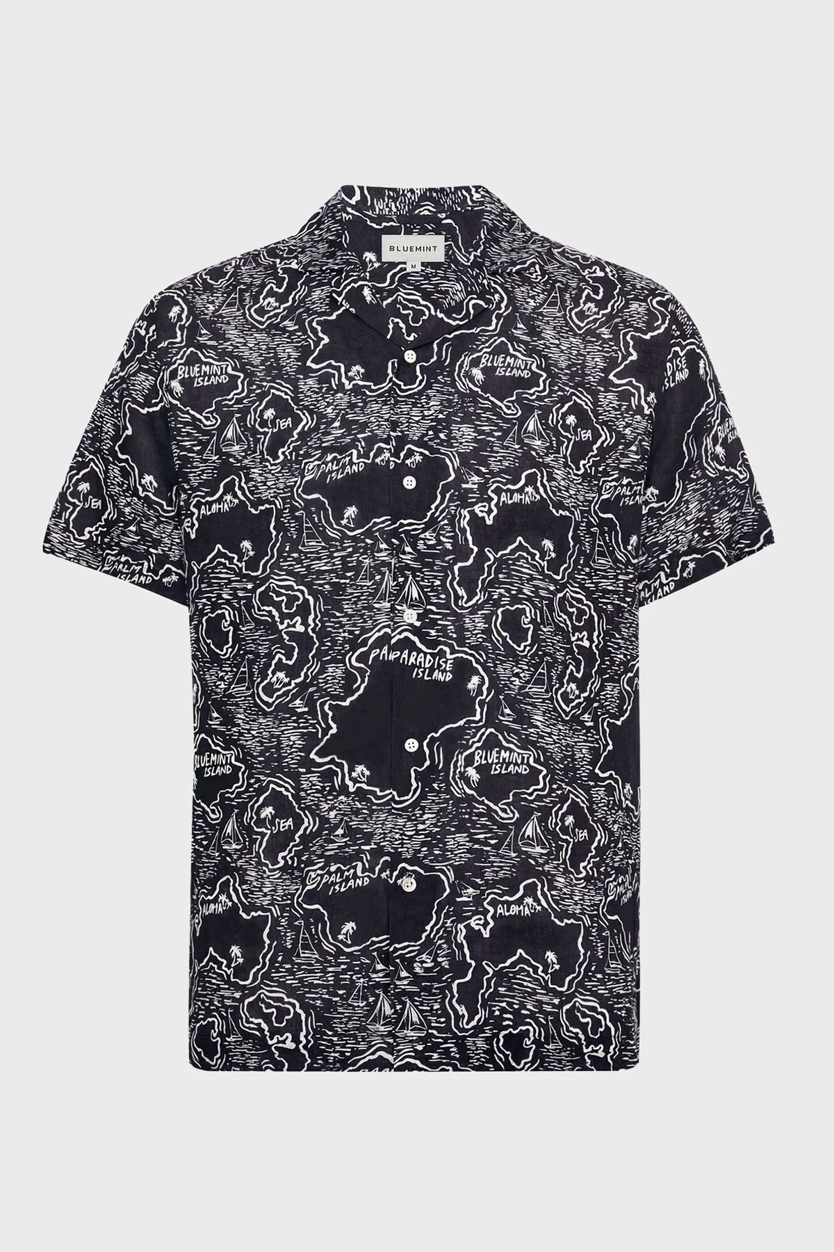 Bluemint Comfort Desenli % 100 Keten Kısa Kollu Erkek Gömlek MARSPRINT 1317 LACİVERT-BEYAZ - 2