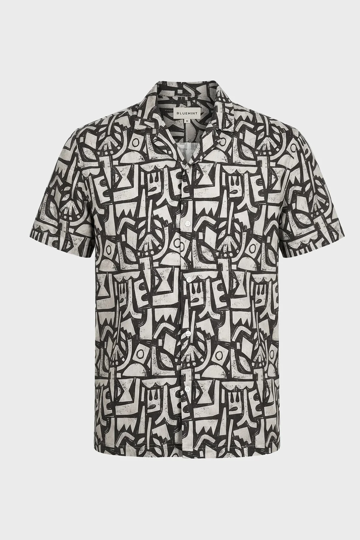 Bluemint Comfort Desenli % 100 Keten Kısa Kollu Erkek Gömlek MARSPRINT 1334 SİYAH-BEJ - 2