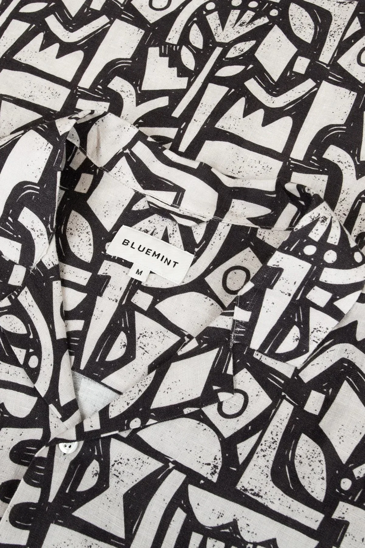 Bluemint Comfort Desenli % 100 Keten Kısa Kollu Erkek Gömlek MARSPRINT 1334 SİYAH-BEJ - 3
