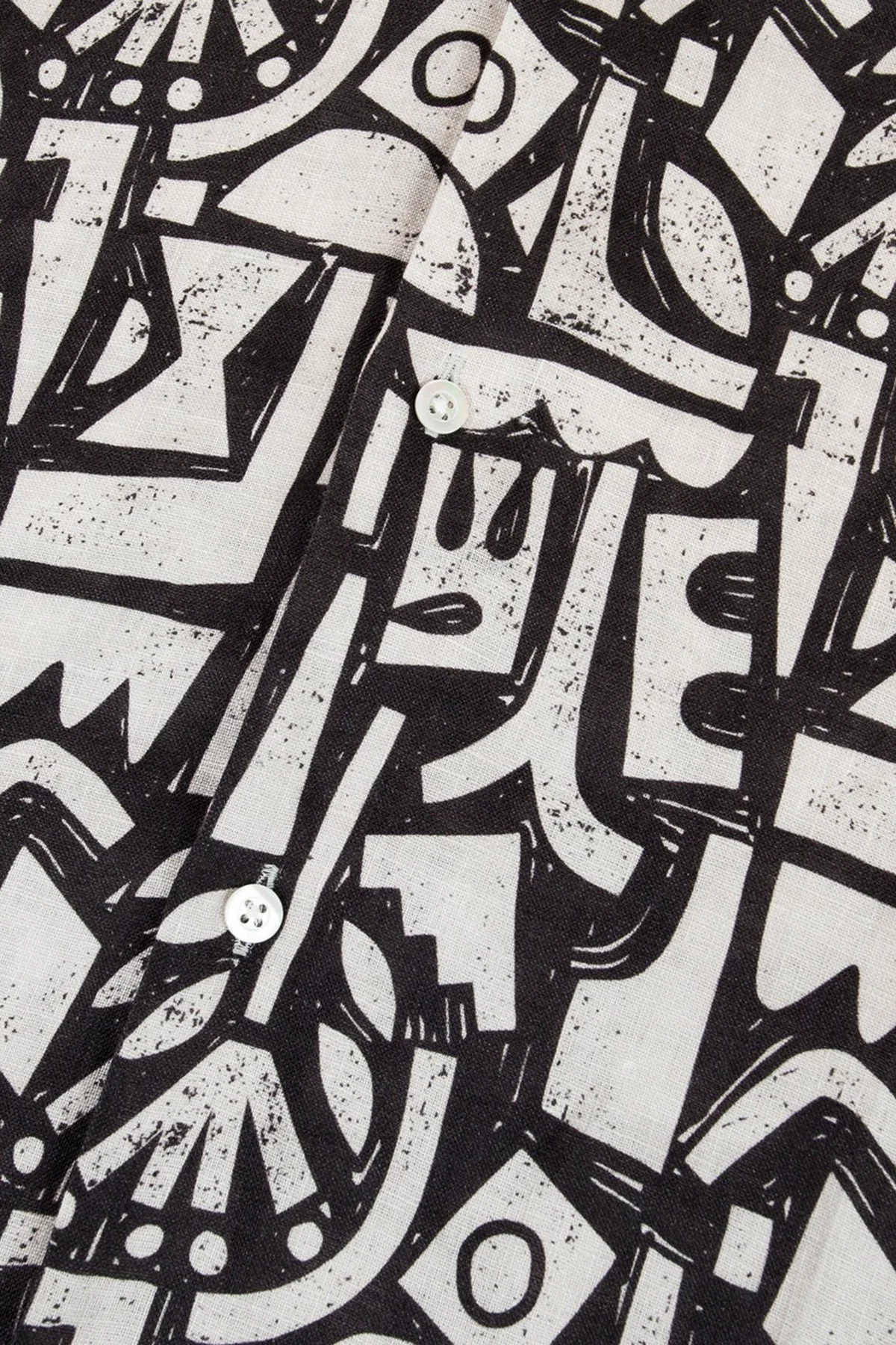 Bluemint Comfort Desenli % 100 Keten Kısa Kollu Erkek Gömlek MARSPRINT 1334 SİYAH-BEJ - 4