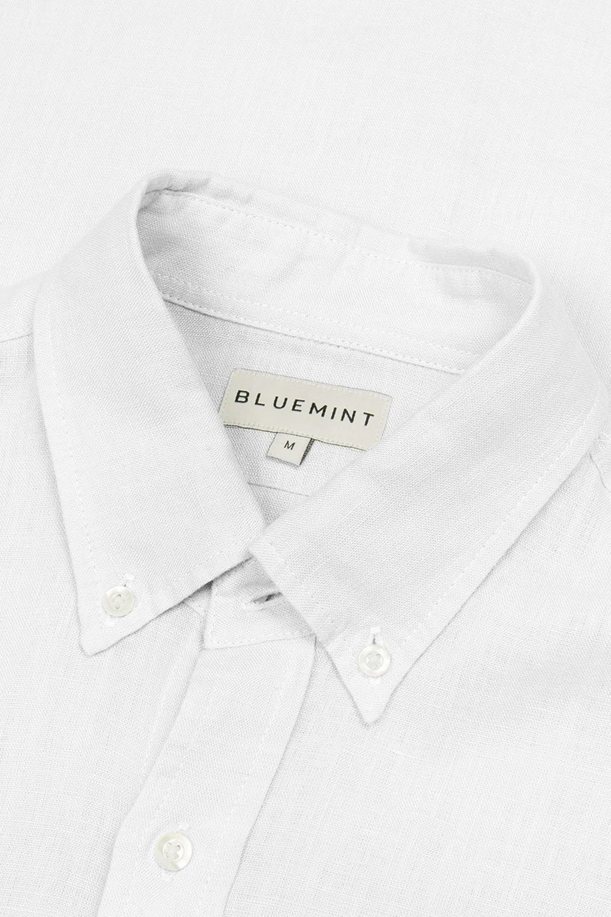Bluemint Comfort Düğmeli Yaka Uzun Kollu Keten Erkek Gömlek MARTIN 112 BEYAZ - 4
