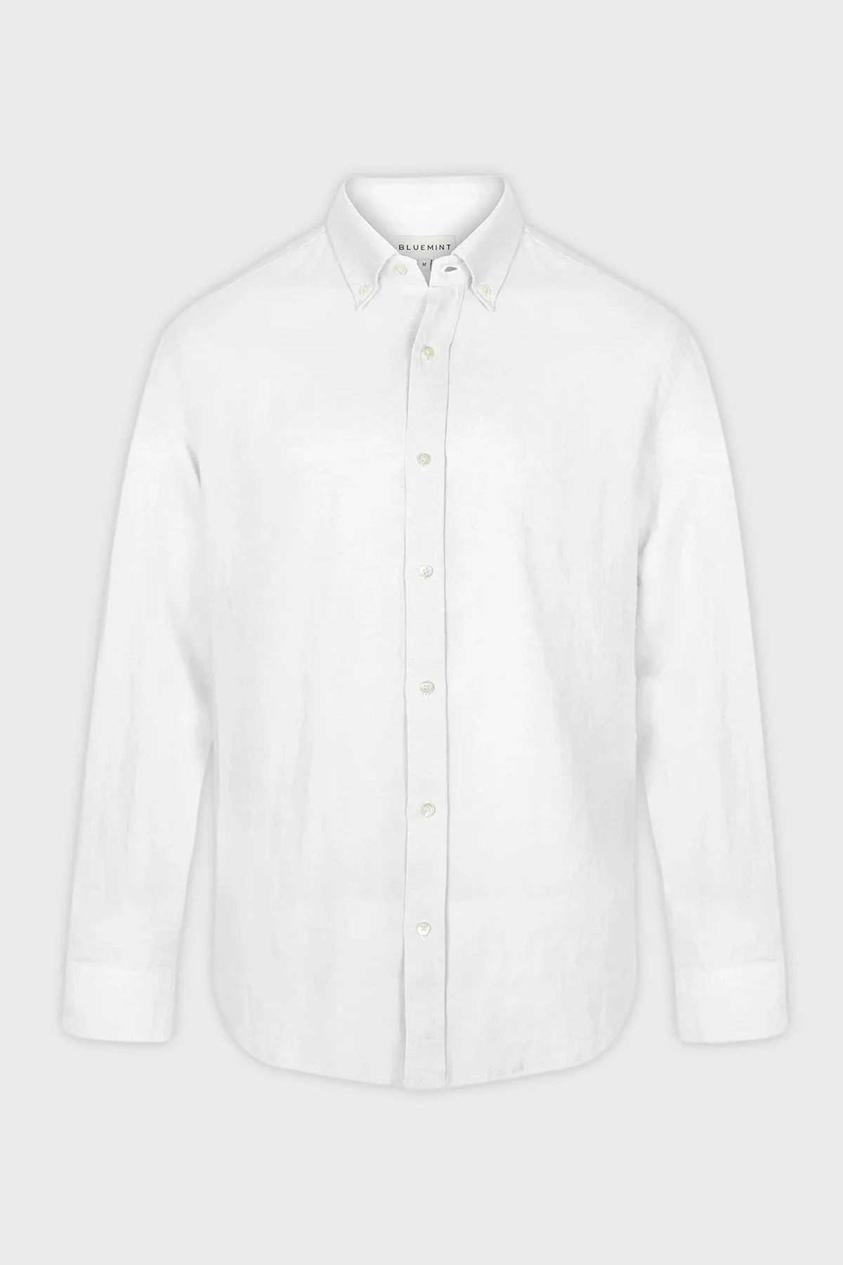 Bluemint Comfort Düğmeli Yaka Uzun Kollu Keten Erkek Gömlek MARTIN 112 BEYAZ - 5