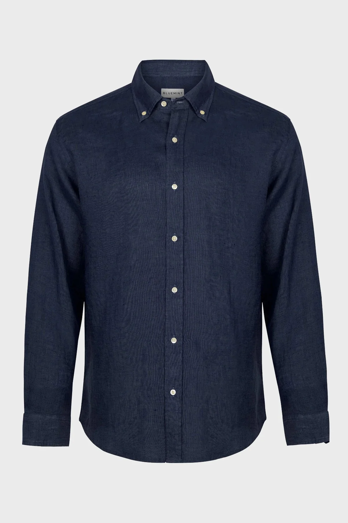 Bluemint Comfort Düğmeli Yaka Uzun Kollu Keten Erkek Gömlek MARTIN 155 LACİVERT - 2