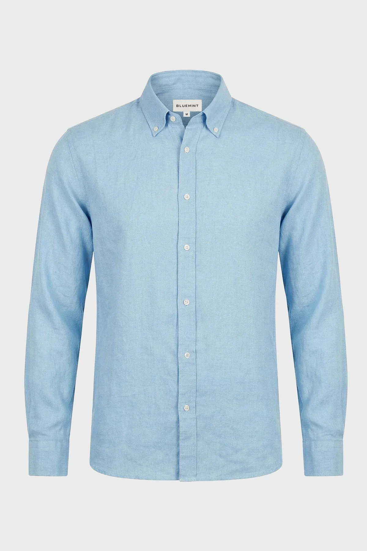 Bluemint Comfort Düğmeli Yaka Uzun Kollu Keten Erkek Gömlek MARTIN 318 MAVİ - 2
