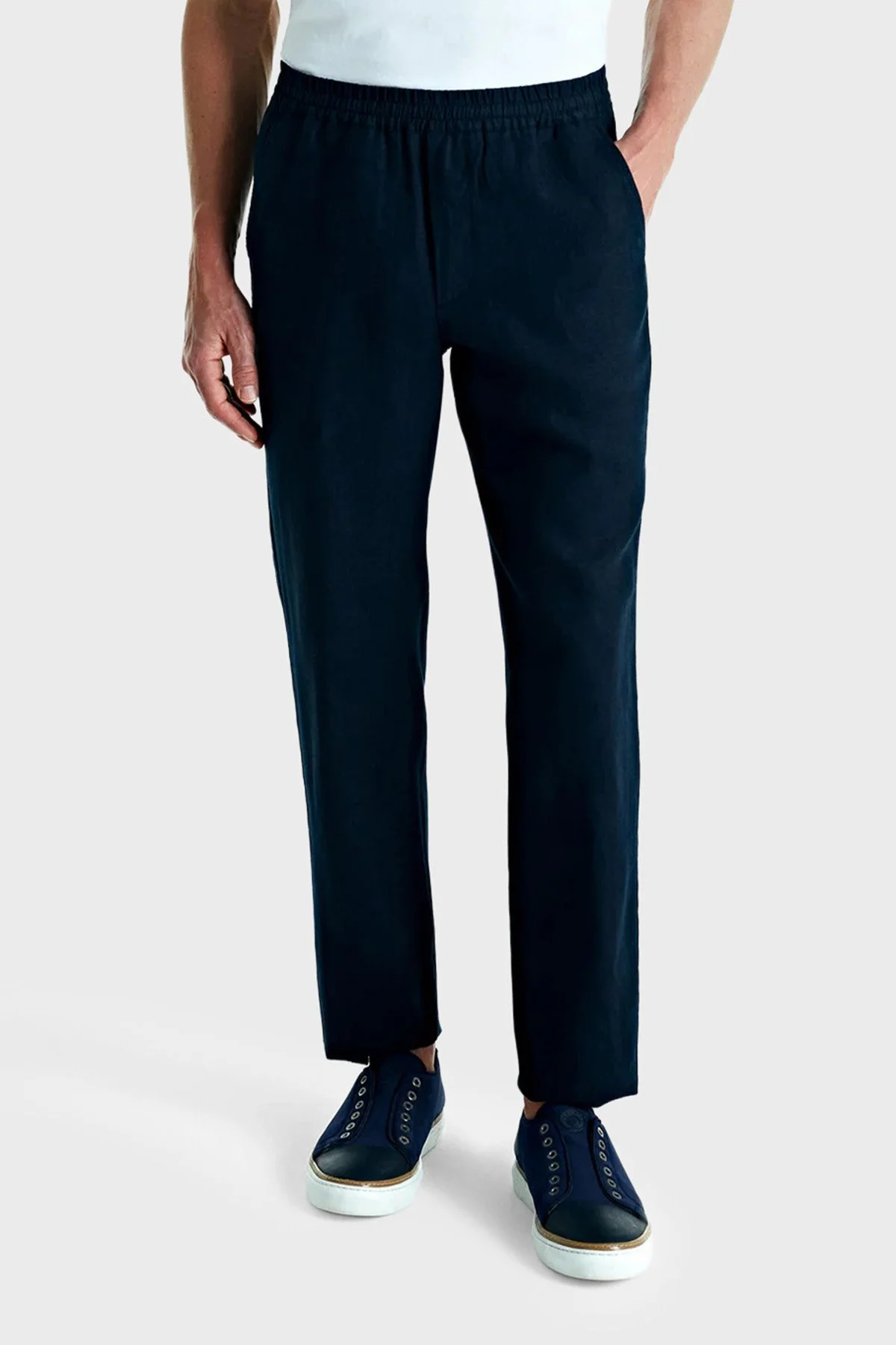 Bluemint Comfort Fit Normal Bel Keten Erkek Pantolon EDANJOGG 155 LACİVERT - 1
