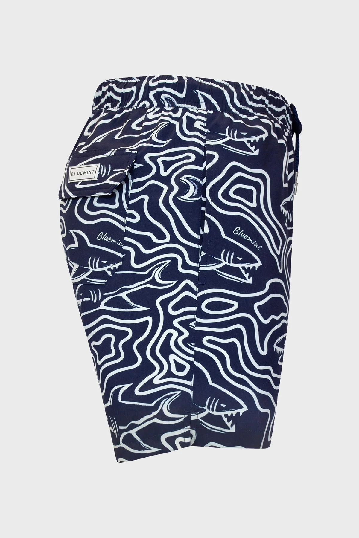 Bluemint Desenli Belden Bağlamalı Hızlı Kuruyan Erkek Mayo Short BM25003131MS 1161 LACİVERT-BEYAZ - 3