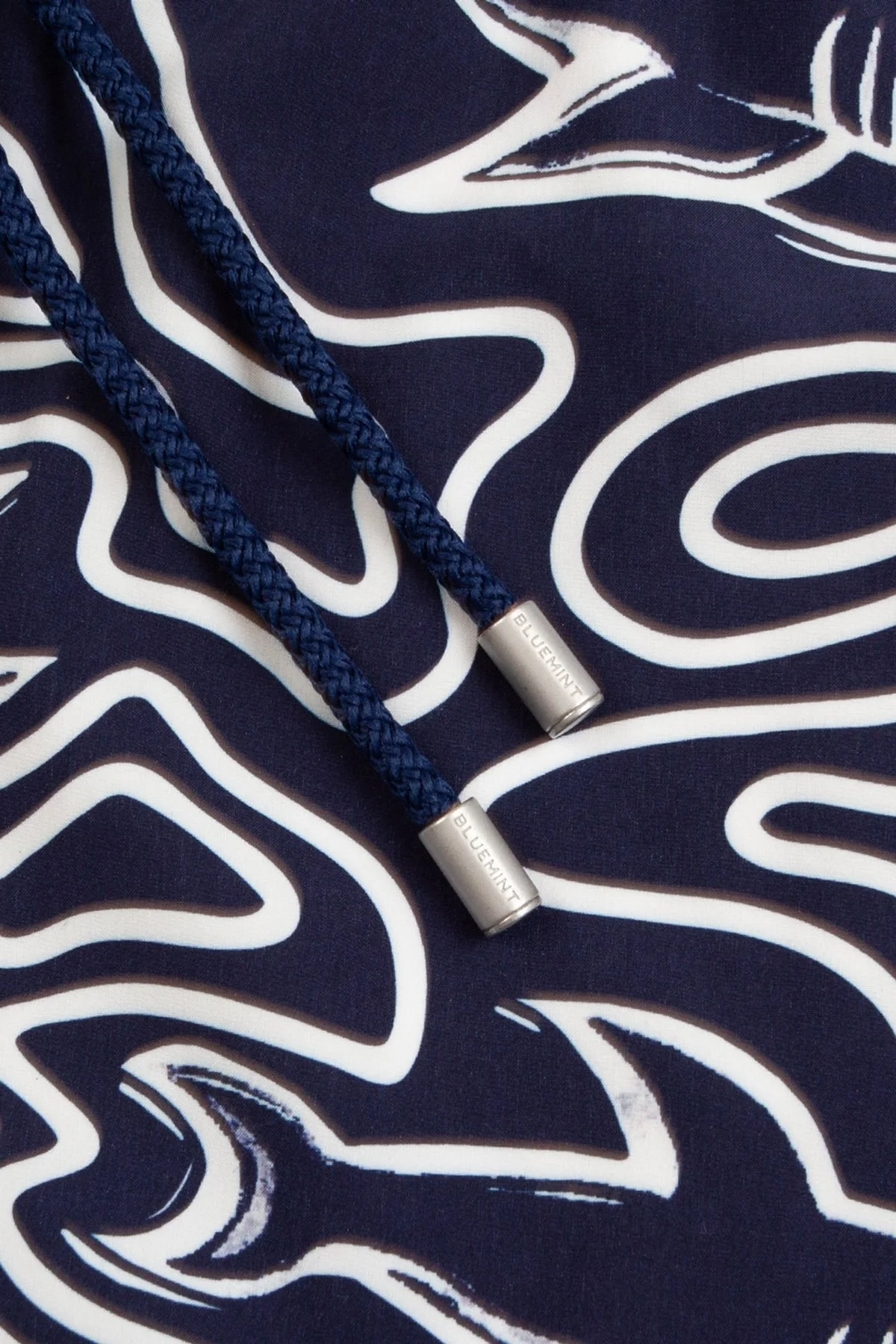 Bluemint Desenli Belden Bağlamalı Hızlı Kuruyan Erkek Mayo Short BM25003131MS 1161 LACİVERT-BEYAZ - 4