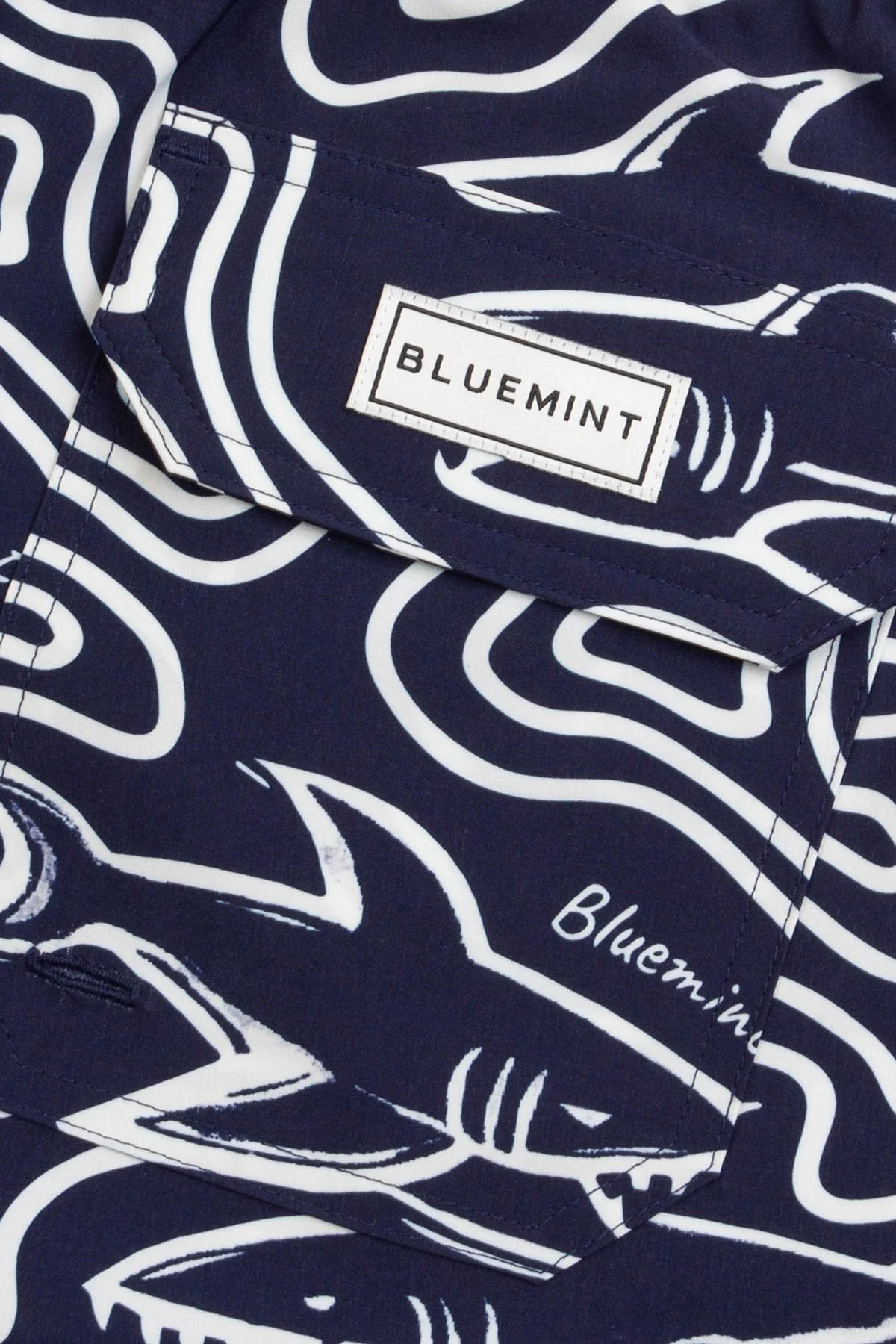Bluemint Desenli Belden Bağlamalı Hızlı Kuruyan Erkek Mayo Short BM25003131MS 1161 LACİVERT-BEYAZ - 5