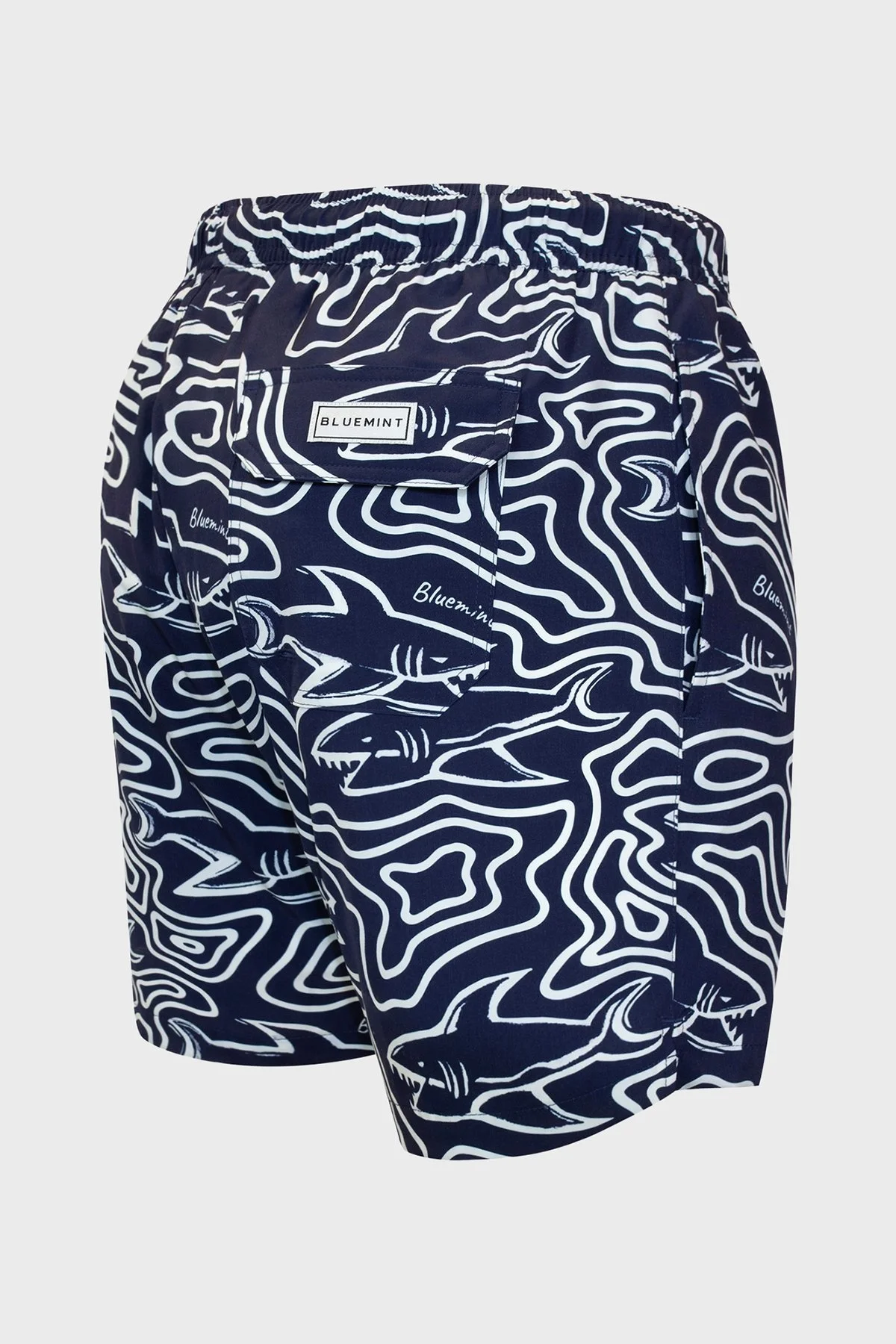 Bluemint Desenli Belden Bağlamalı Hızlı Kuruyan Erkek Mayo Short BM25003131MS 1161 LACİVERT-BEYAZ - 6