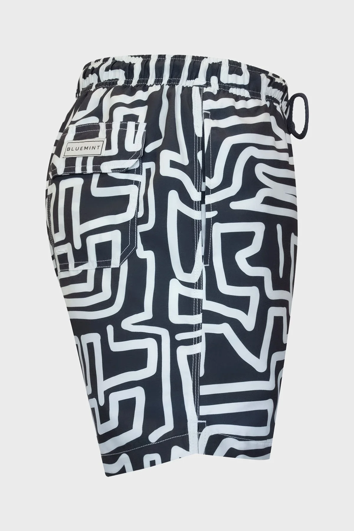 Bluemint Desenli File Astarlı Regular Fit Hızlı Kuruyan Cepli Erkek Mayo Short BM25003011MS 1139 SİYAH-BEYAZ - 3
