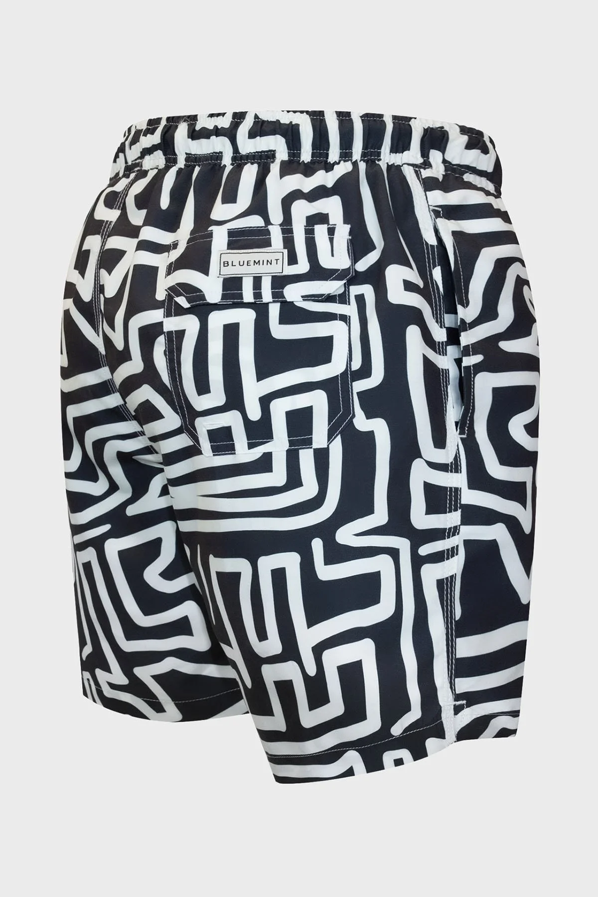 Bluemint Desenli File Astarlı Regular Fit Hızlı Kuruyan Cepli Erkek Mayo Short BM25003011MS 1139 SİYAH-BEYAZ - 4