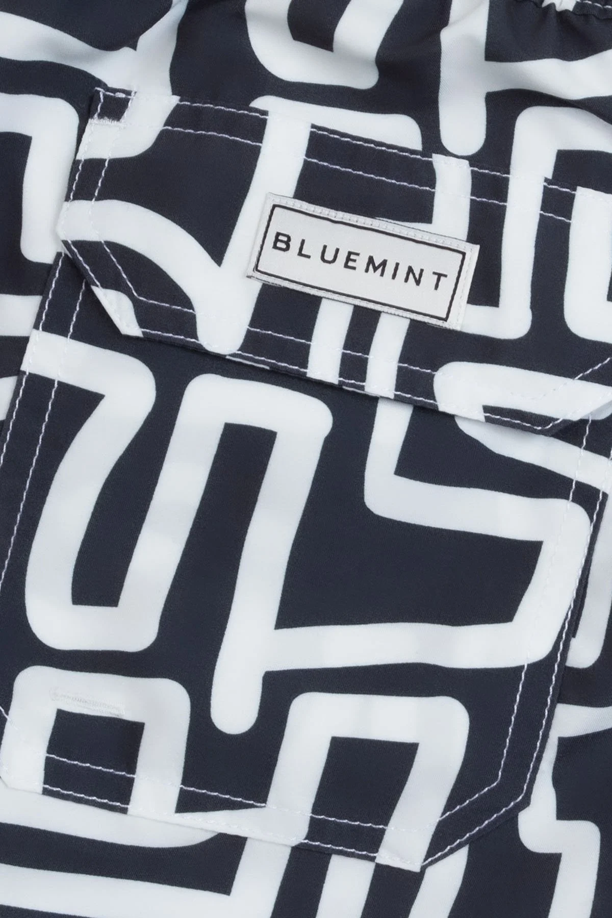 Bluemint Desenli File Astarlı Regular Fit Hızlı Kuruyan Cepli Erkek Mayo Short BM25003011MS 1139 SİYAH-BEYAZ - 6