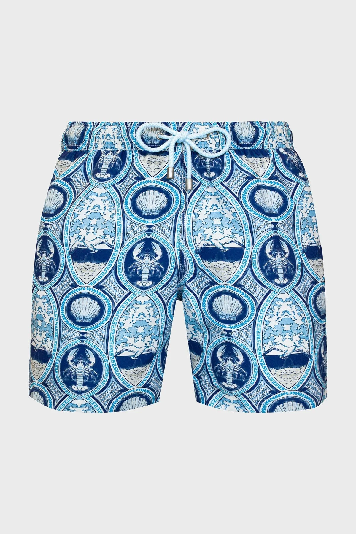 Bluemint Desenli File Astarlı Regular Fit Hızlı Kuruyan Cepli Erkek Mayo Short BM25003011MS 1163 BEYAZ-MAVİ - 3