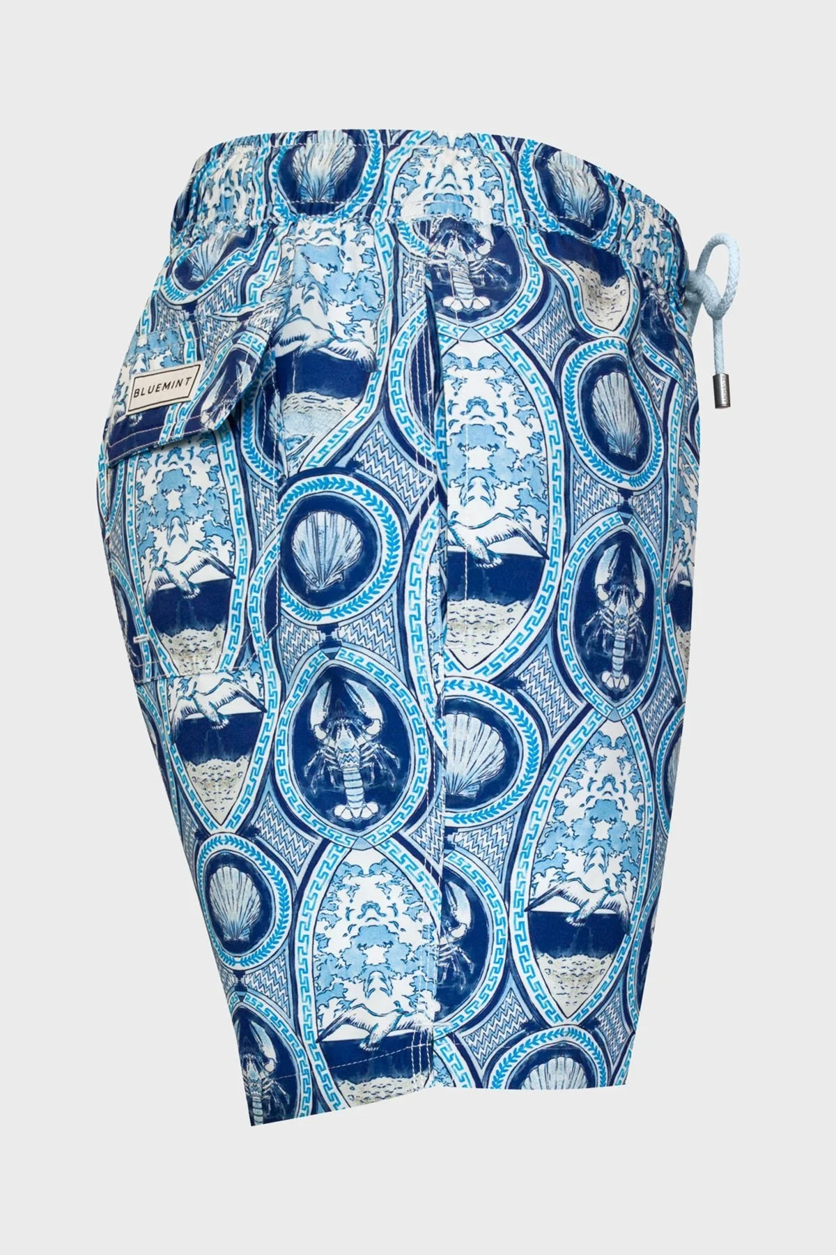 Bluemint Desenli File Astarlı Regular Fit Hızlı Kuruyan Cepli Erkek Mayo Short BM25003011MS 1163 BEYAZ-MAVİ - 4