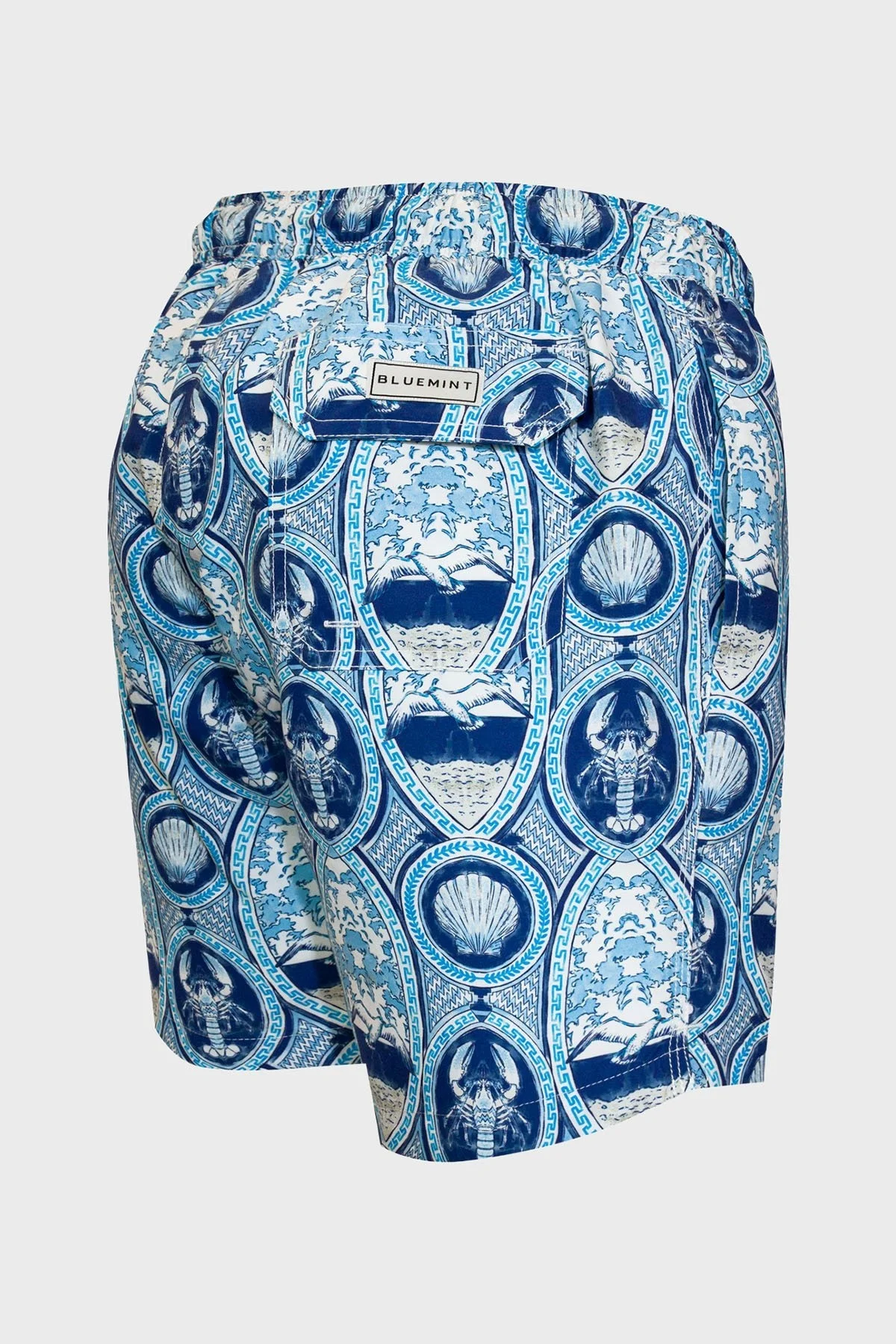 Bluemint Desenli File Astarlı Regular Fit Hızlı Kuruyan Cepli Erkek Mayo Short BM25003011MS 1163 BEYAZ-MAVİ - 5