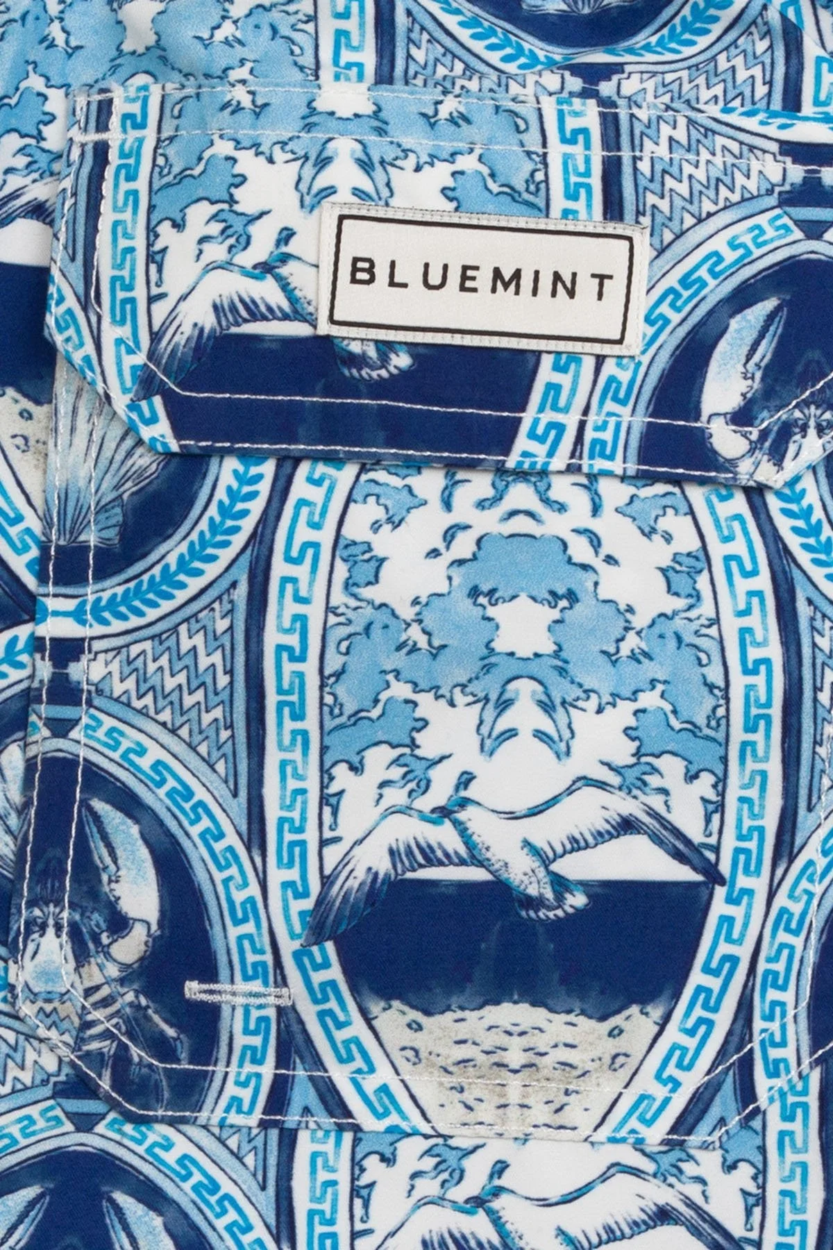 Bluemint Desenli File Astarlı Regular Fit Hızlı Kuruyan Cepli Erkek Mayo Short BM25003011MS 1163 BEYAZ-MAVİ - 6