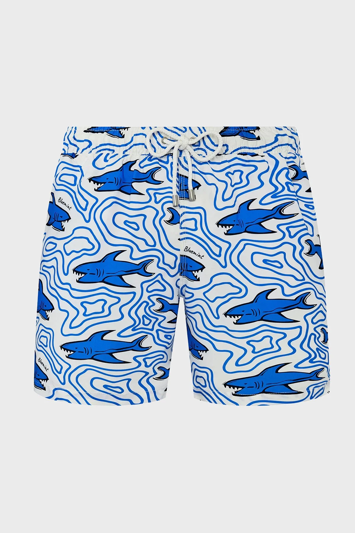 Bluemint Desenli Hızlı Kuruyan Erkek Deniz Şortu ARTHUS 1281 BEYAZ-MAVİ - 2