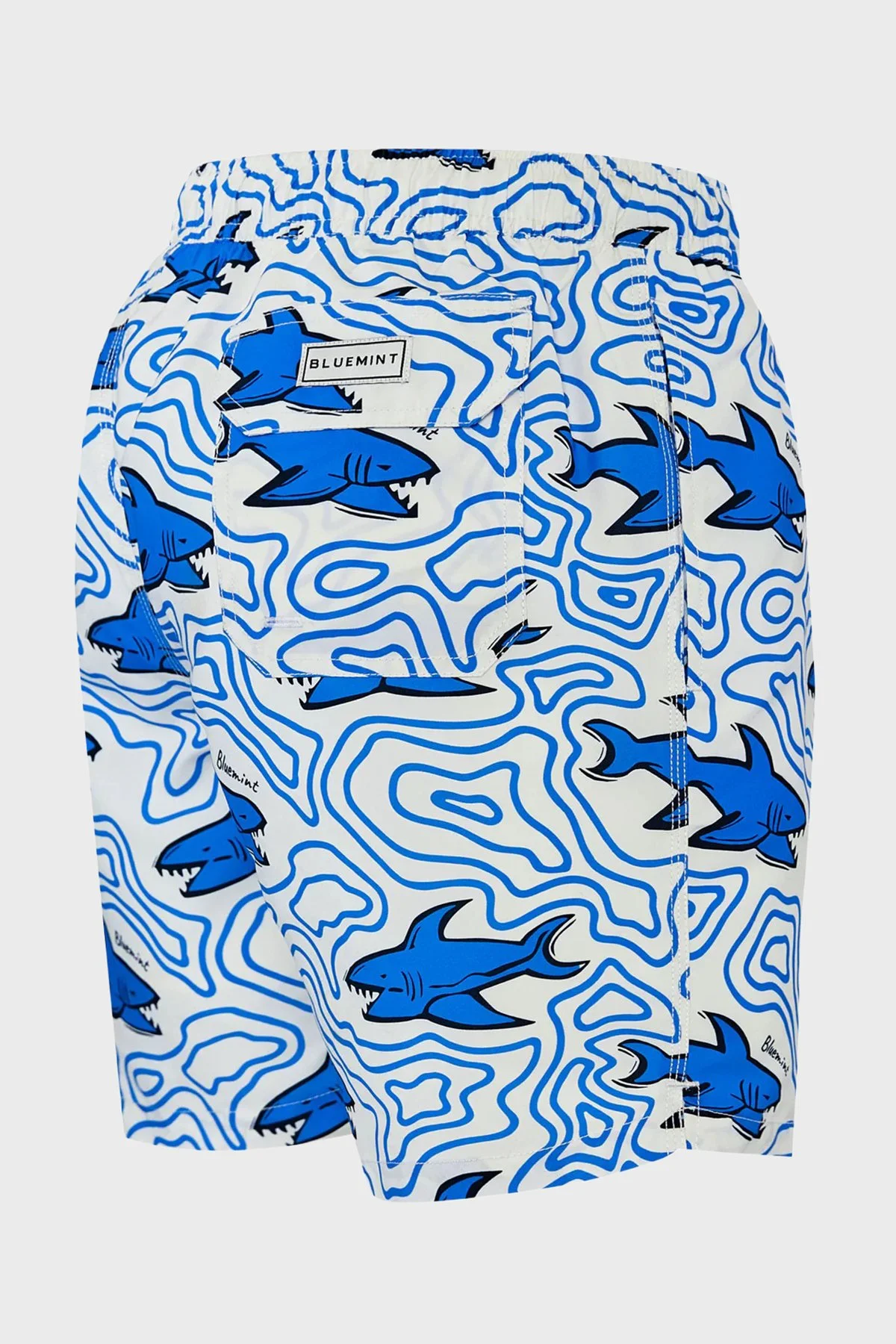 Bluemint Desenli Hızlı Kuruyan Erkek Deniz Şortu ARTHUS 1281 BEYAZ-MAVİ - 3