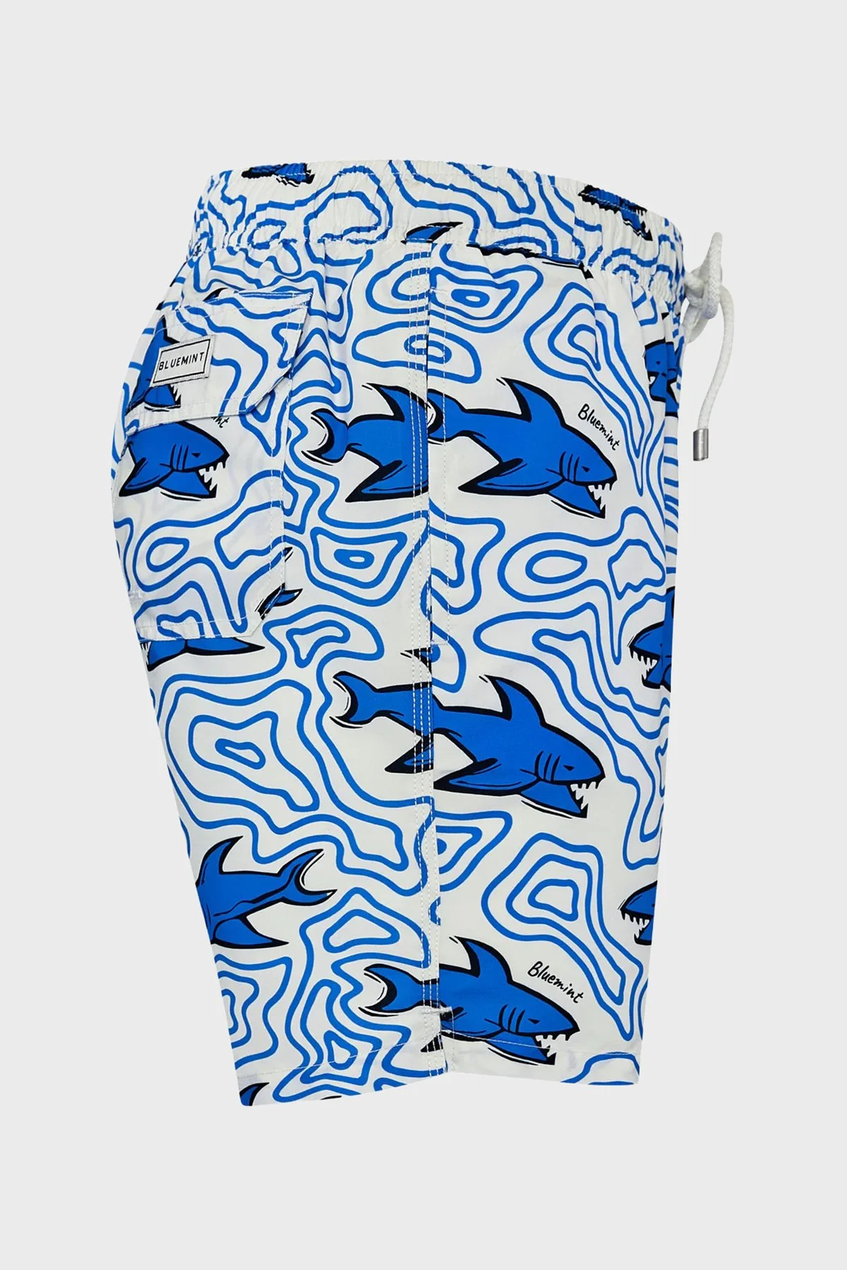 Bluemint Desenli Hızlı Kuruyan Erkek Deniz Şortu ARTHUS 1281 BEYAZ-MAVİ - 4