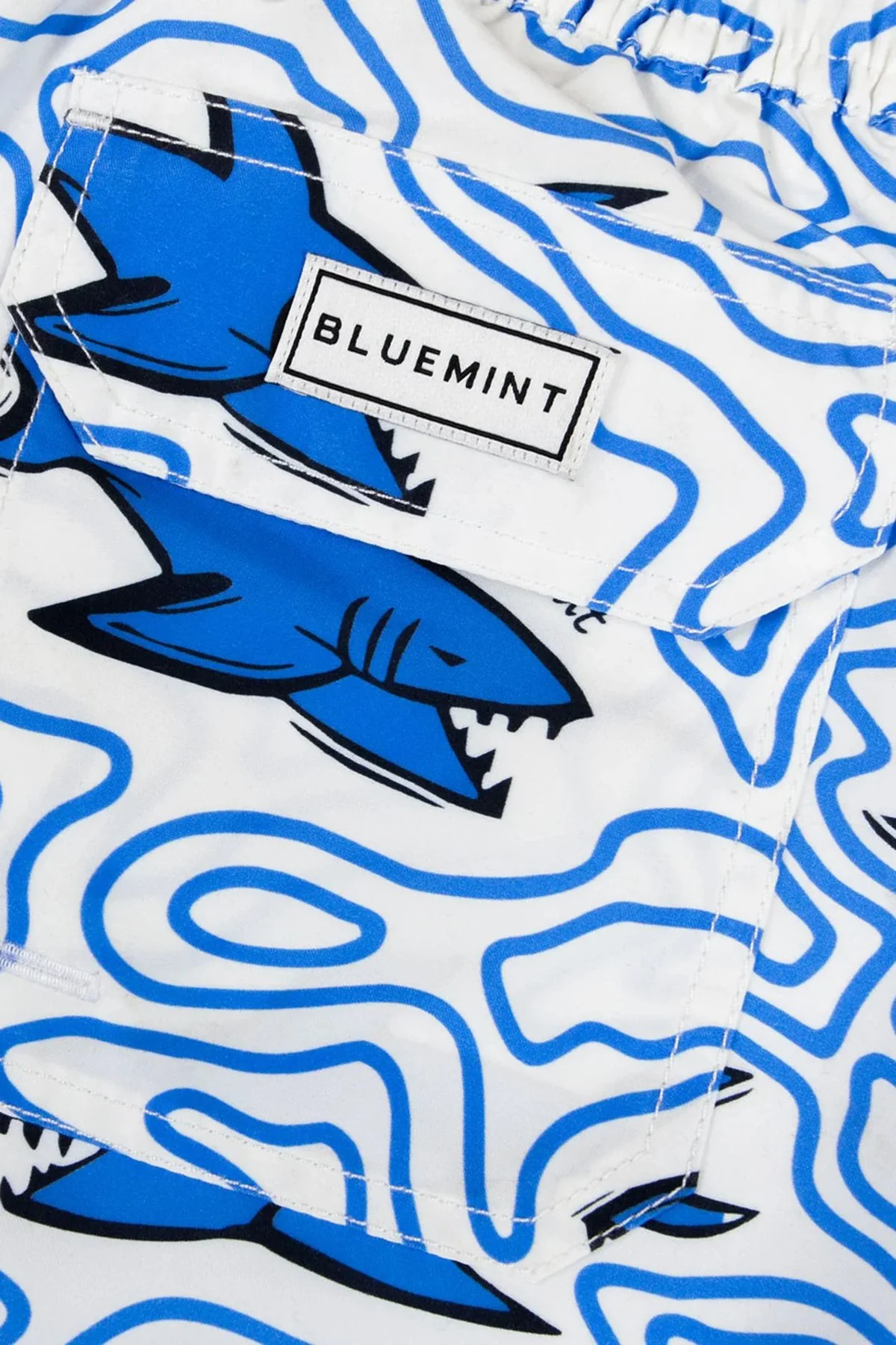 Bluemint Desenli Hızlı Kuruyan Erkek Deniz Şortu ARTHUS 1281 BEYAZ-MAVİ - 6